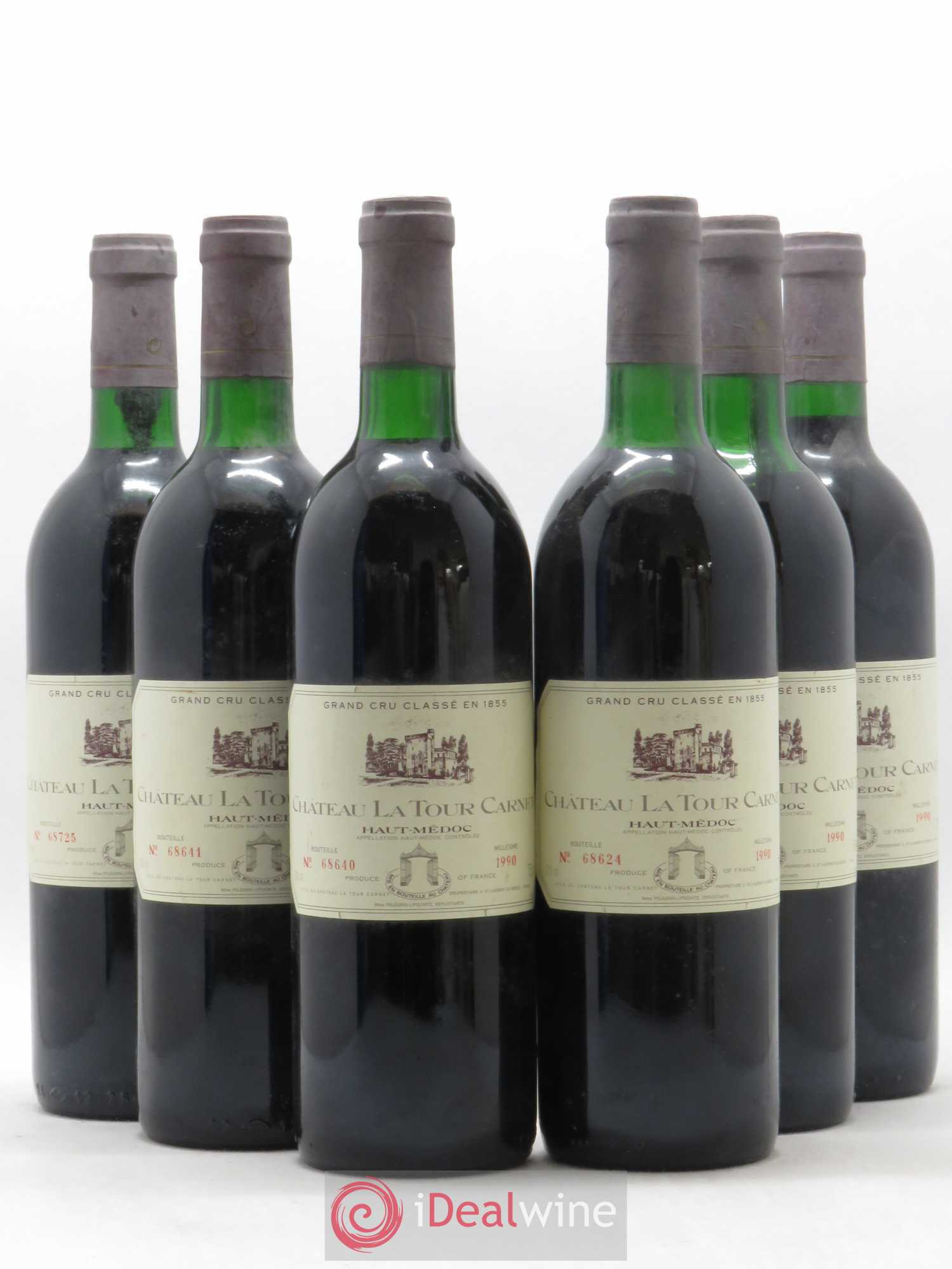 Château la Tour Carnet 4ème Grand Cru Classé 1990 - Lot de 6 bouteilles - 0