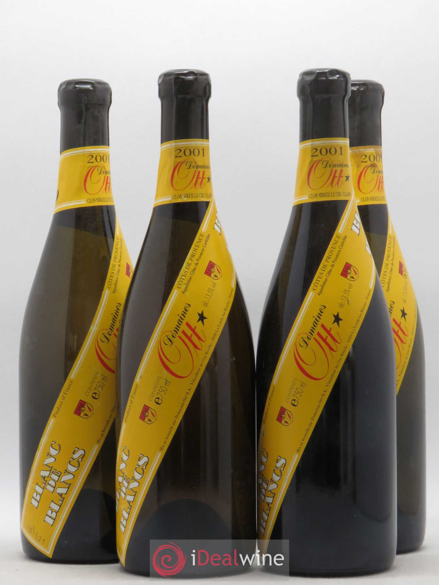 Côtes de Provence Domaines Ott Clos Mireille Blanc de Blancs 2001 - Lot de 4 bouteilles - 0