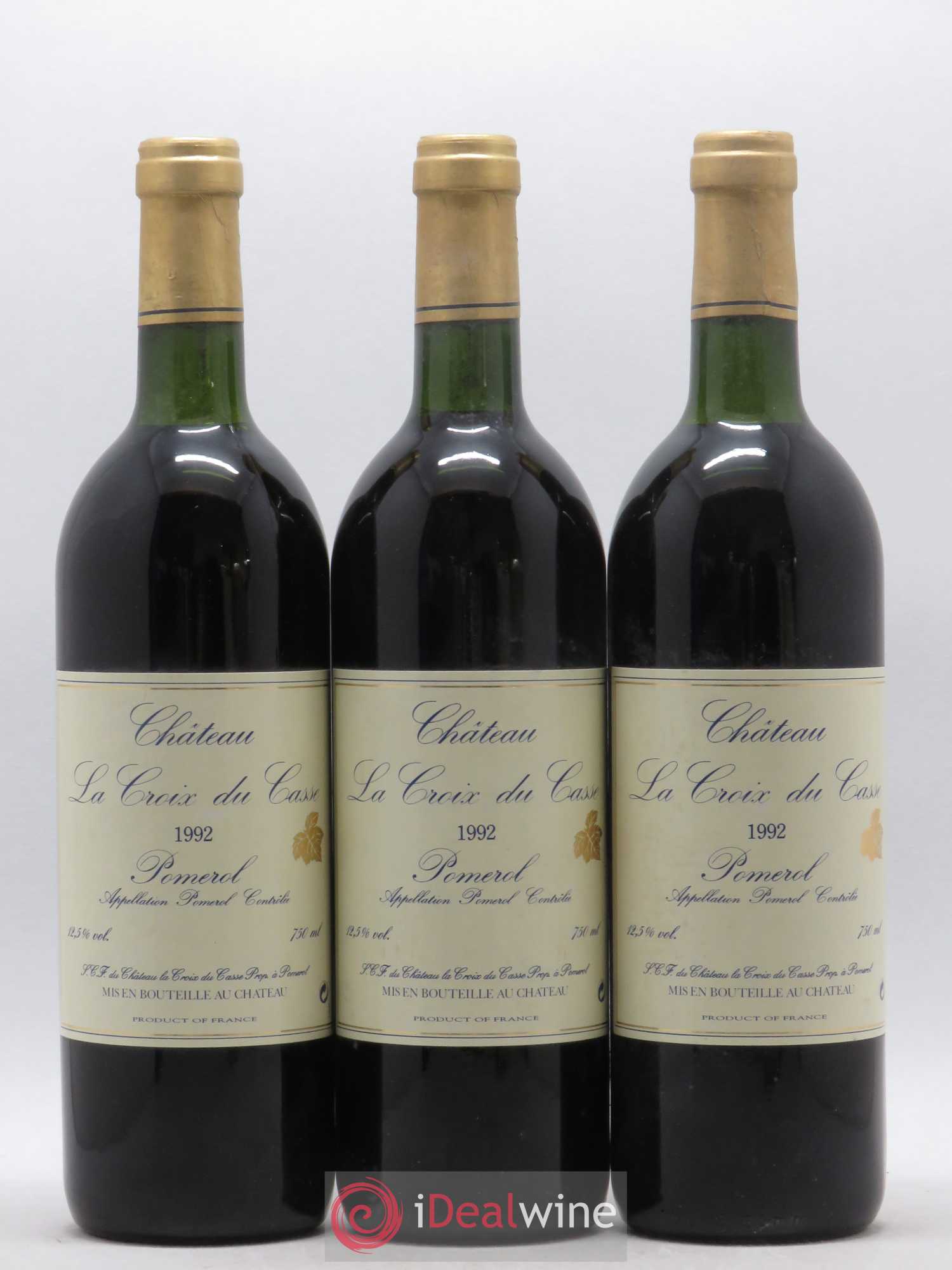 Château la Croix du Casse 1992 - Lot de 3 bouteilles - 0