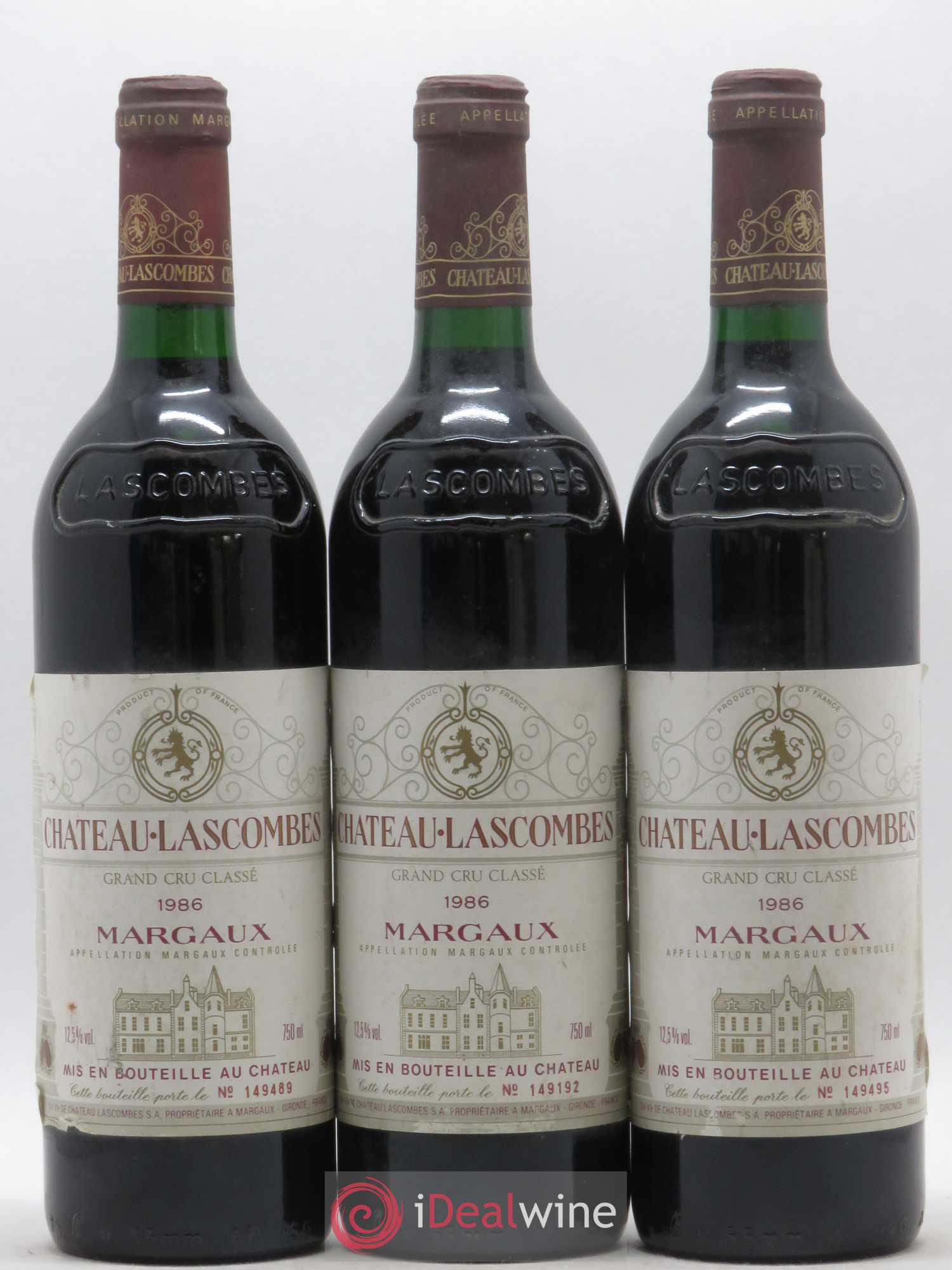 Château Lascombes 2ème Grand Cru Classé 1986 - Lot de 3 bouteilles - 0
