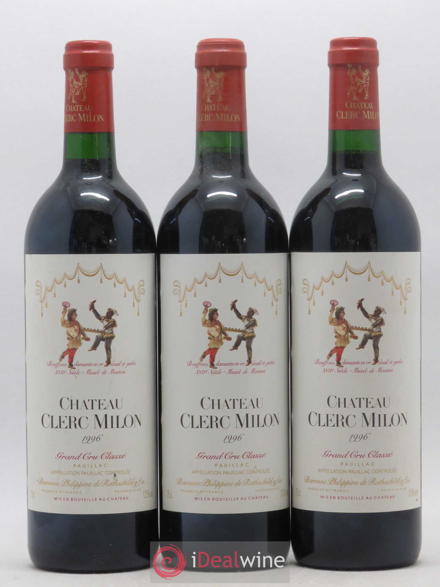 Château Clerc Milon 5ème Grand Cru Classé 1996 - Lot de 3 bouteilles - 0