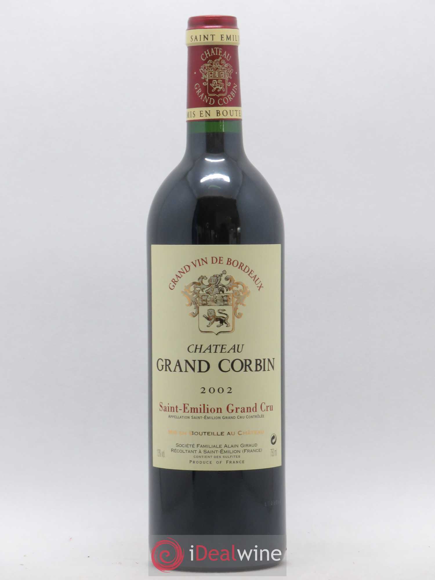 Château Grand Corbin Grand Cru Classé 2002 - Lot de 1 bouteille - 0