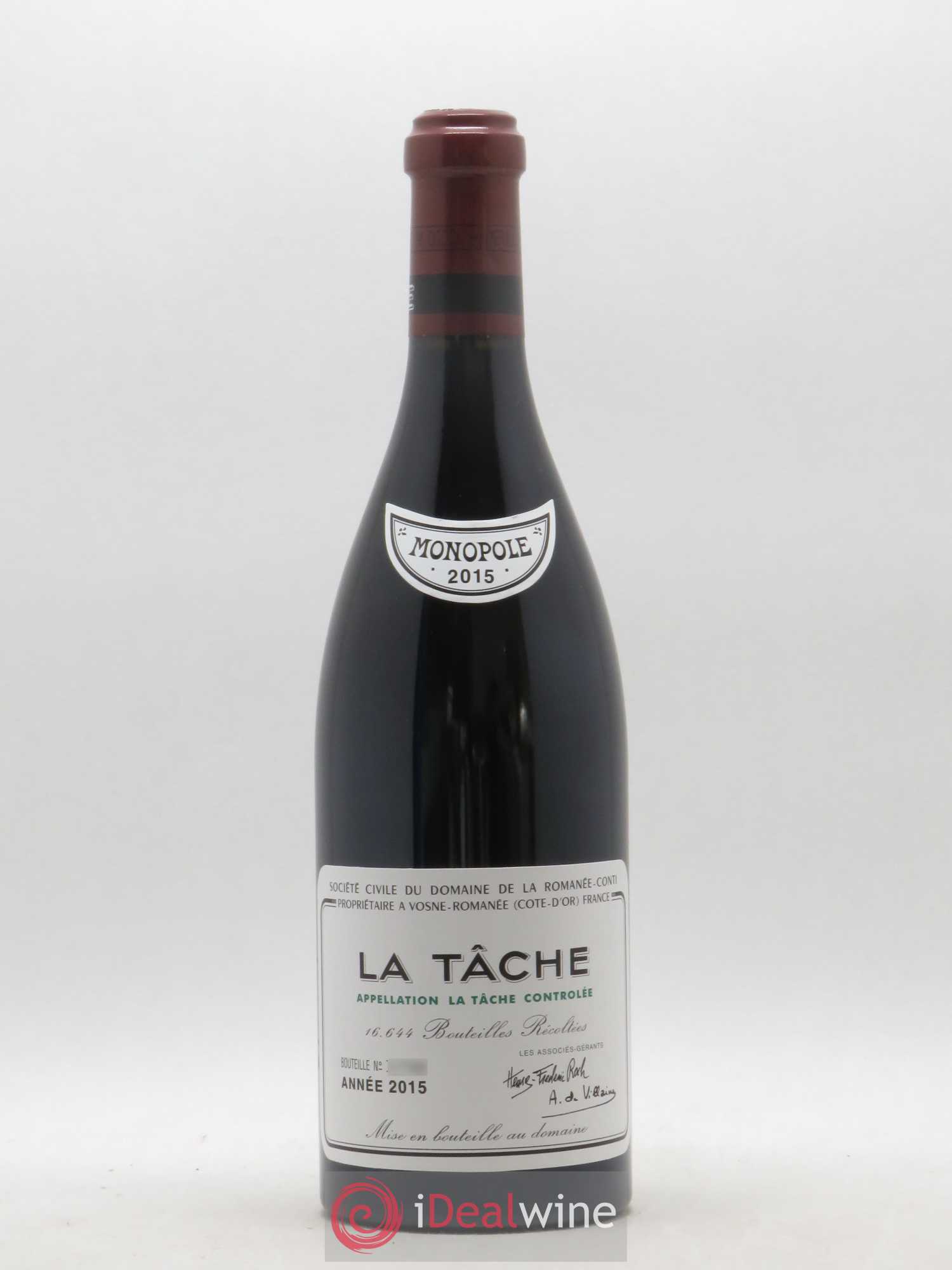 La Tâche Grand Cru Domaine de la Romanée-Conti 2015 - Lot de 1 bouteille - 0