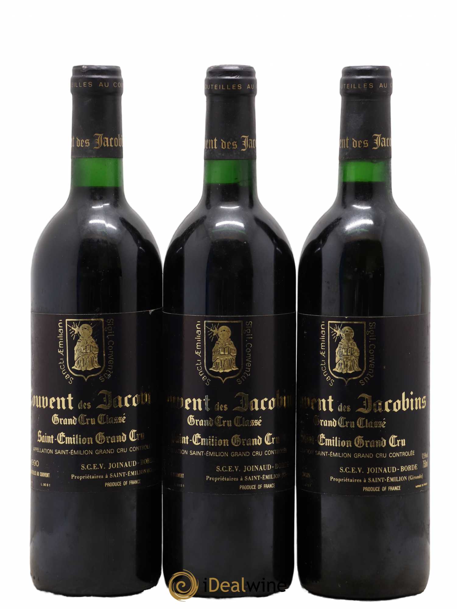 Château Couvent des Jacobins Grand Cru Classé 1990 - Lot de 3 bouteilles - 0