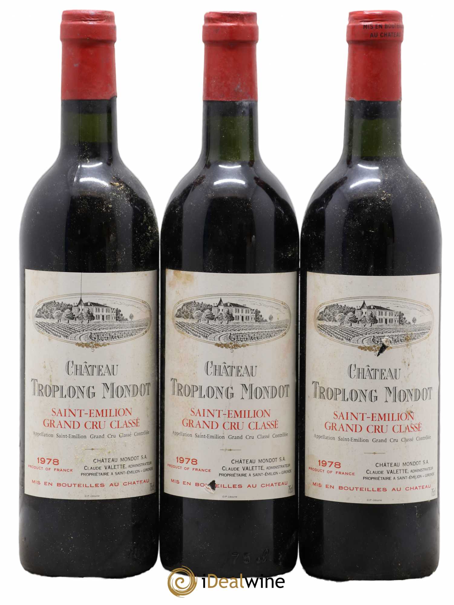 Château Troplong Mondot 1er Grand Cru Classé B 1978 - Lot de 3 bouteilles - 0