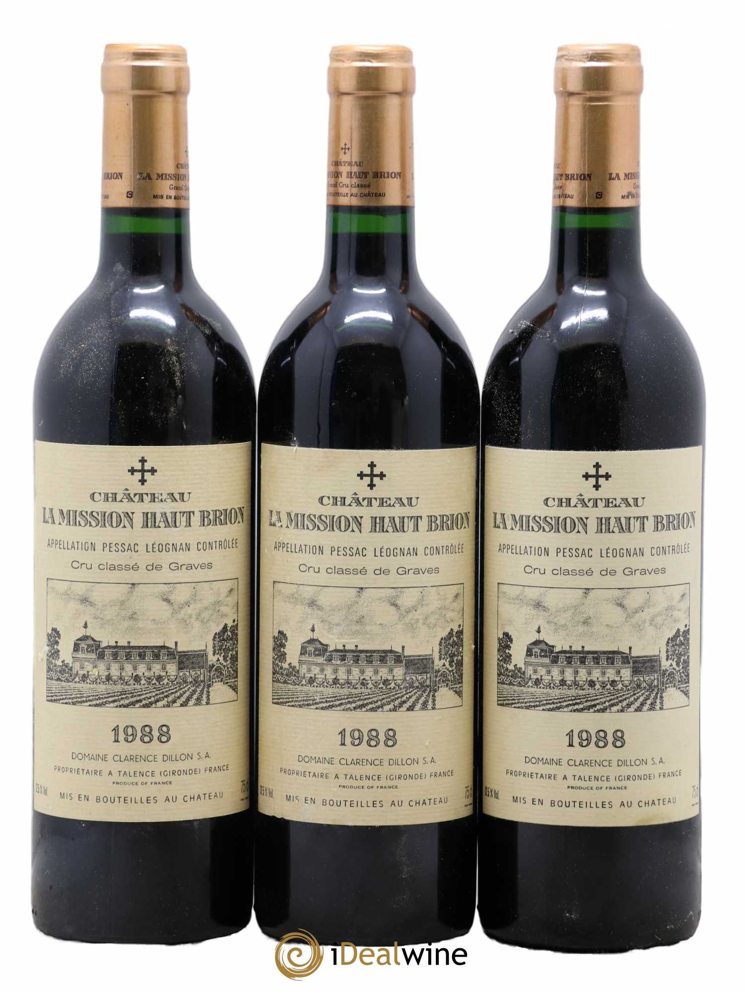 Château la Mission Haut-Brion Cru Classé de Graves 1988 - Lot de 3 bouteilles - 0