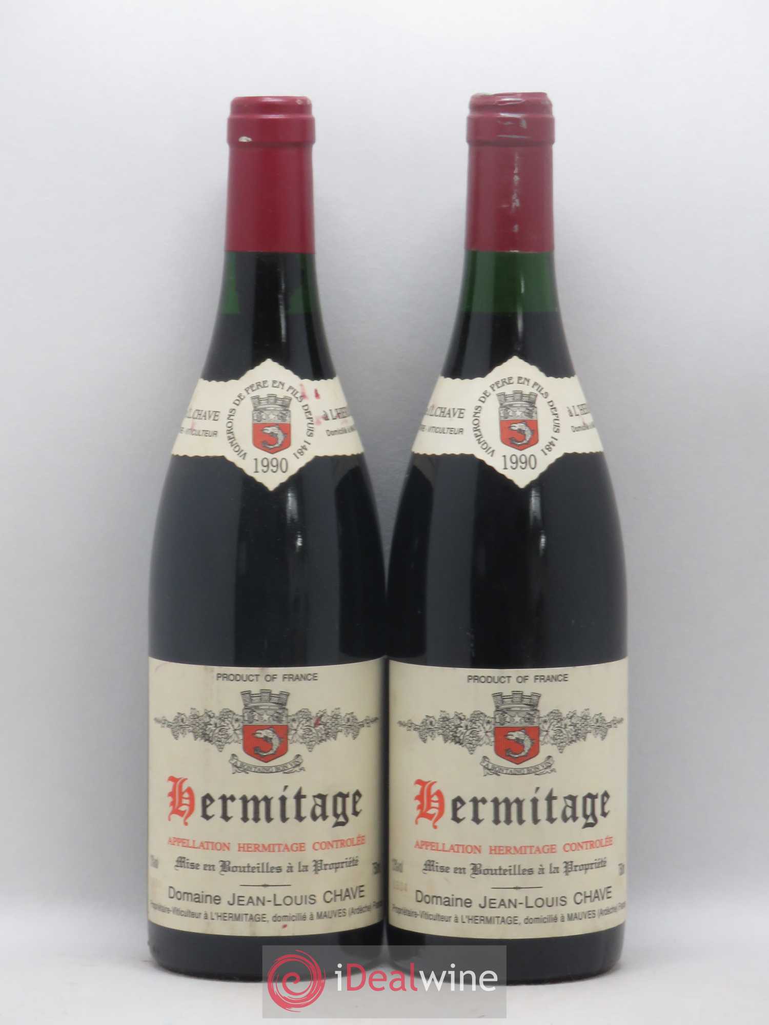 Hermitage Jean-Louis Chave 1990 - Lot de 2 bouteilles - 0