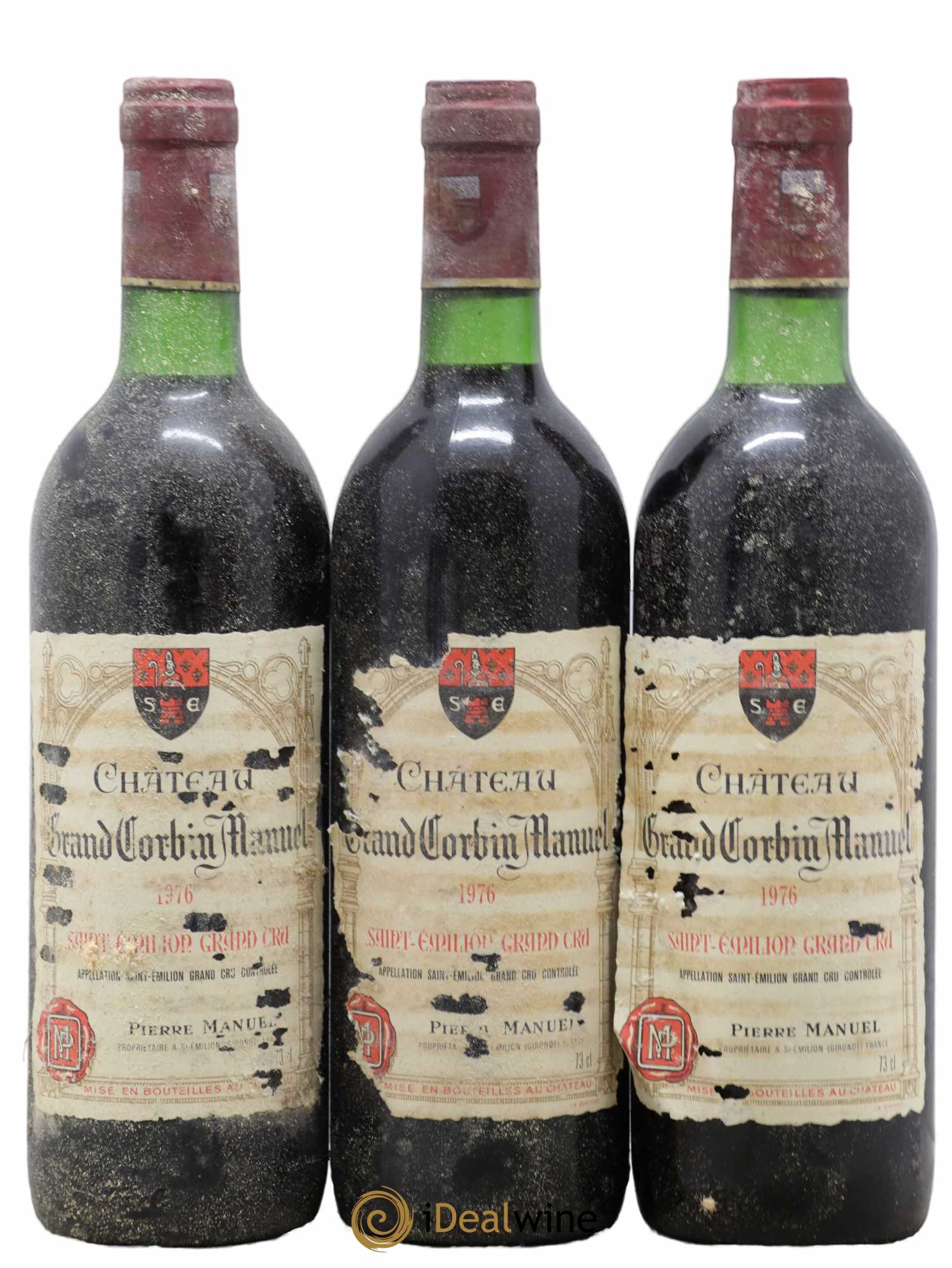 Château Grand Corbin Manuel (sans prix de réserve) 1976 - Lot de 3 bouteilles - 0