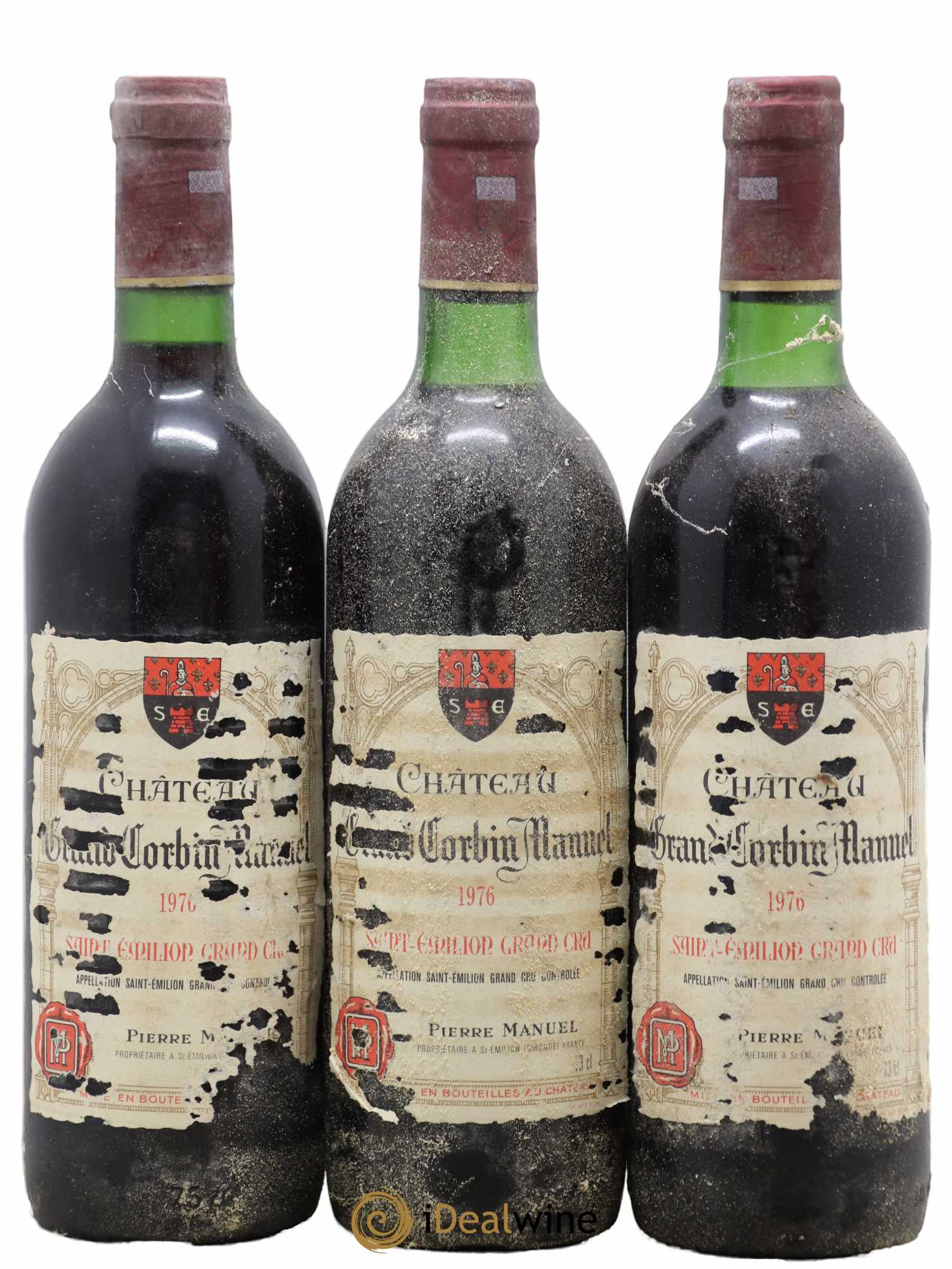 Château Grand Corbin Manuel (sans prix de réserve) 1976 - Lot de 3 bouteilles - 0