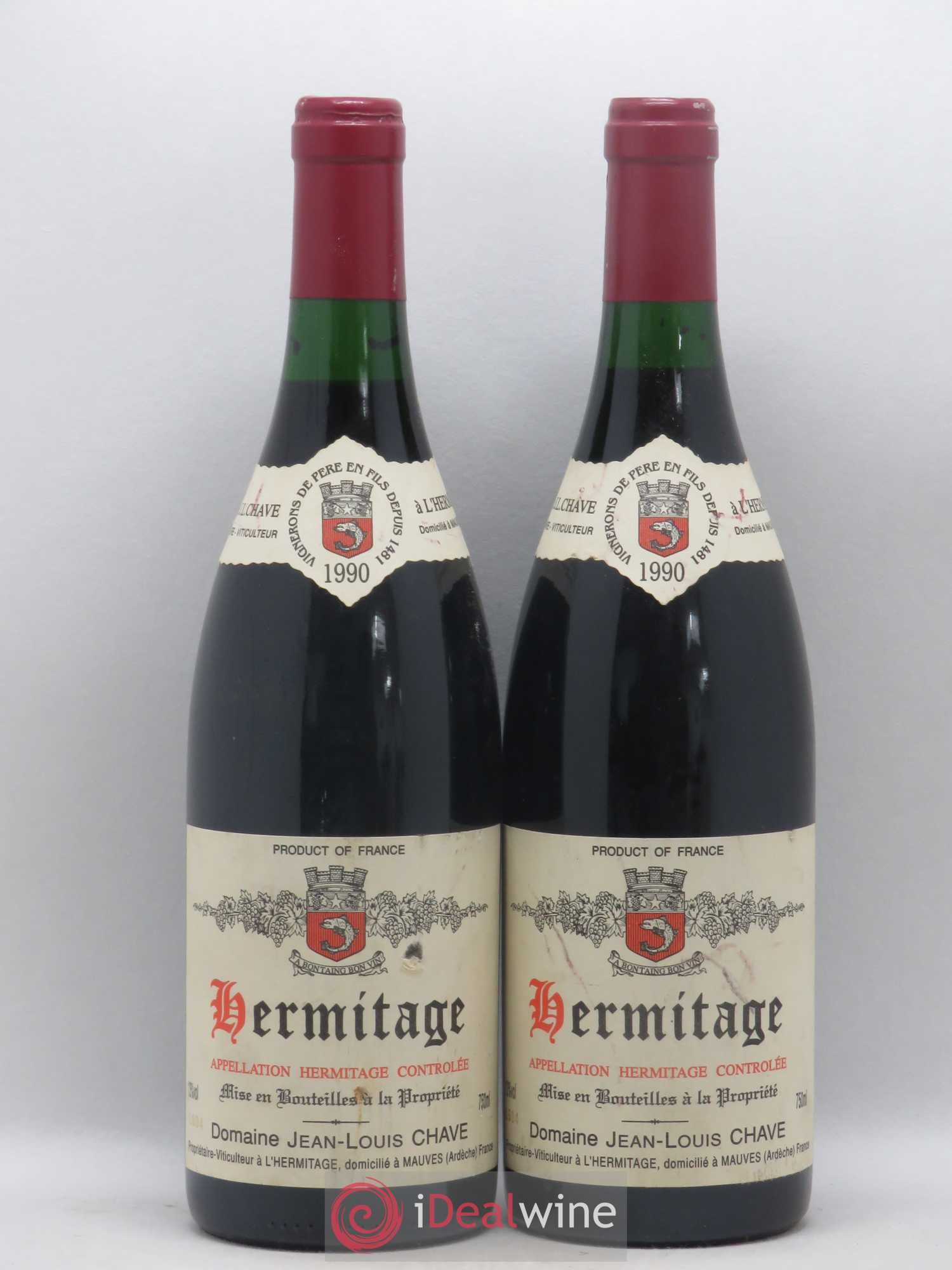 Hermitage Jean-Louis Chave 1990 - Lot de 2 bouteilles - 0