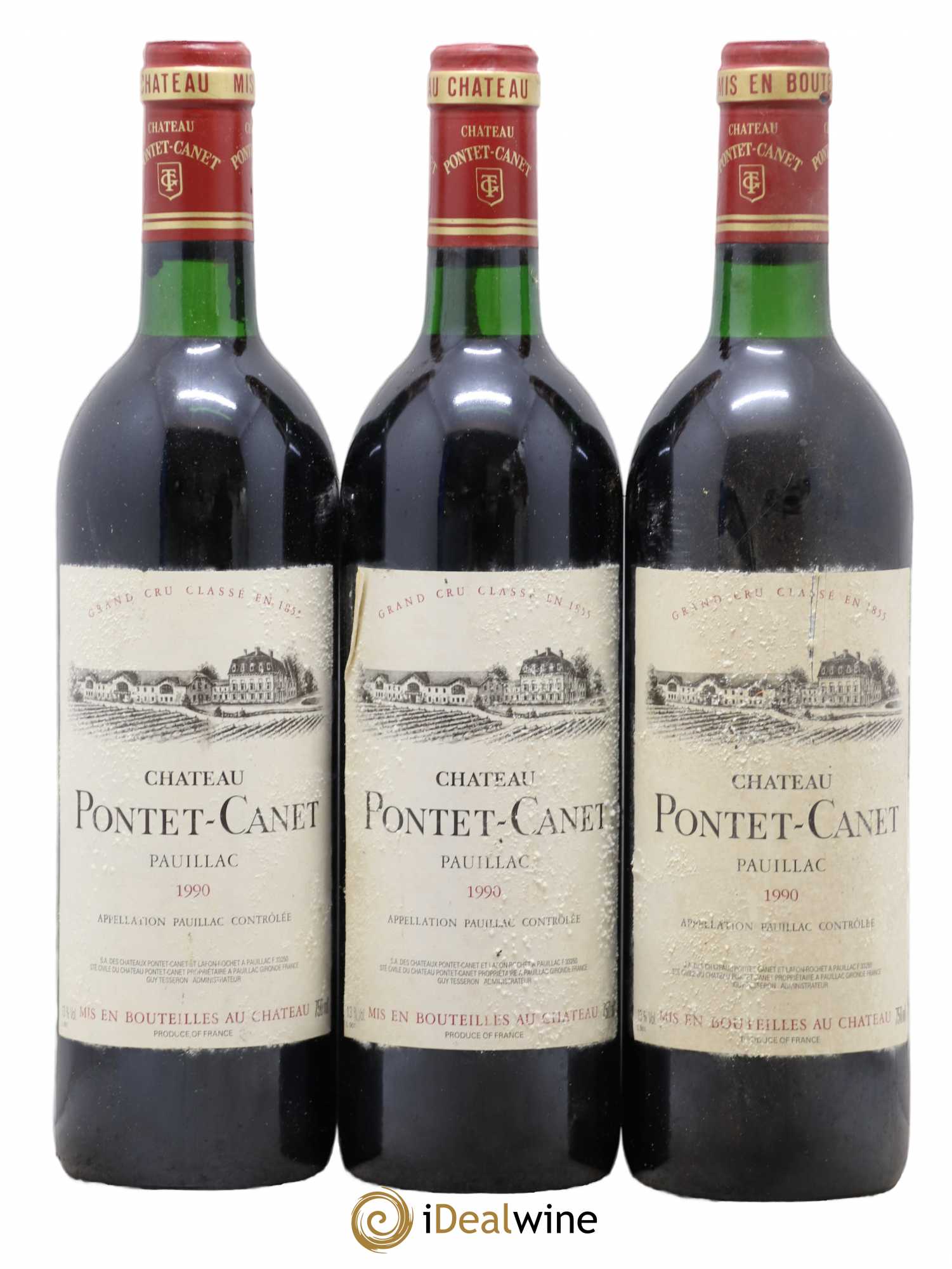 Château Pontet Canet 5ème Grand Cru Classé 1990 - Lot de 3 bouteilles - 0
