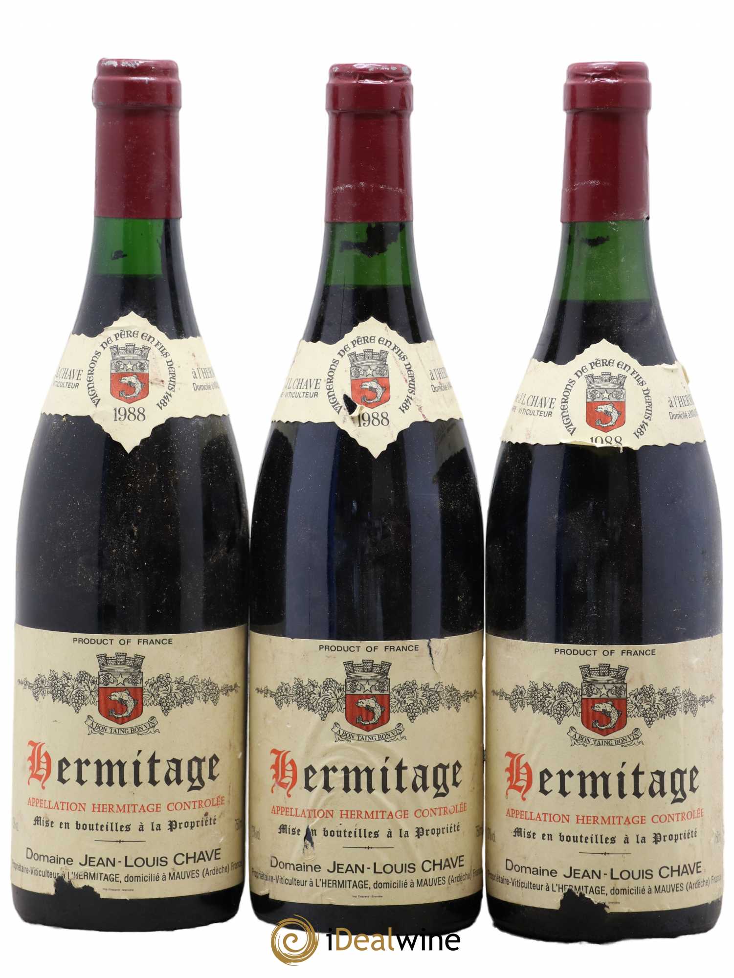 Hermitage Jean-Louis Chave 1988 - Lot de 3 bouteilles - 0