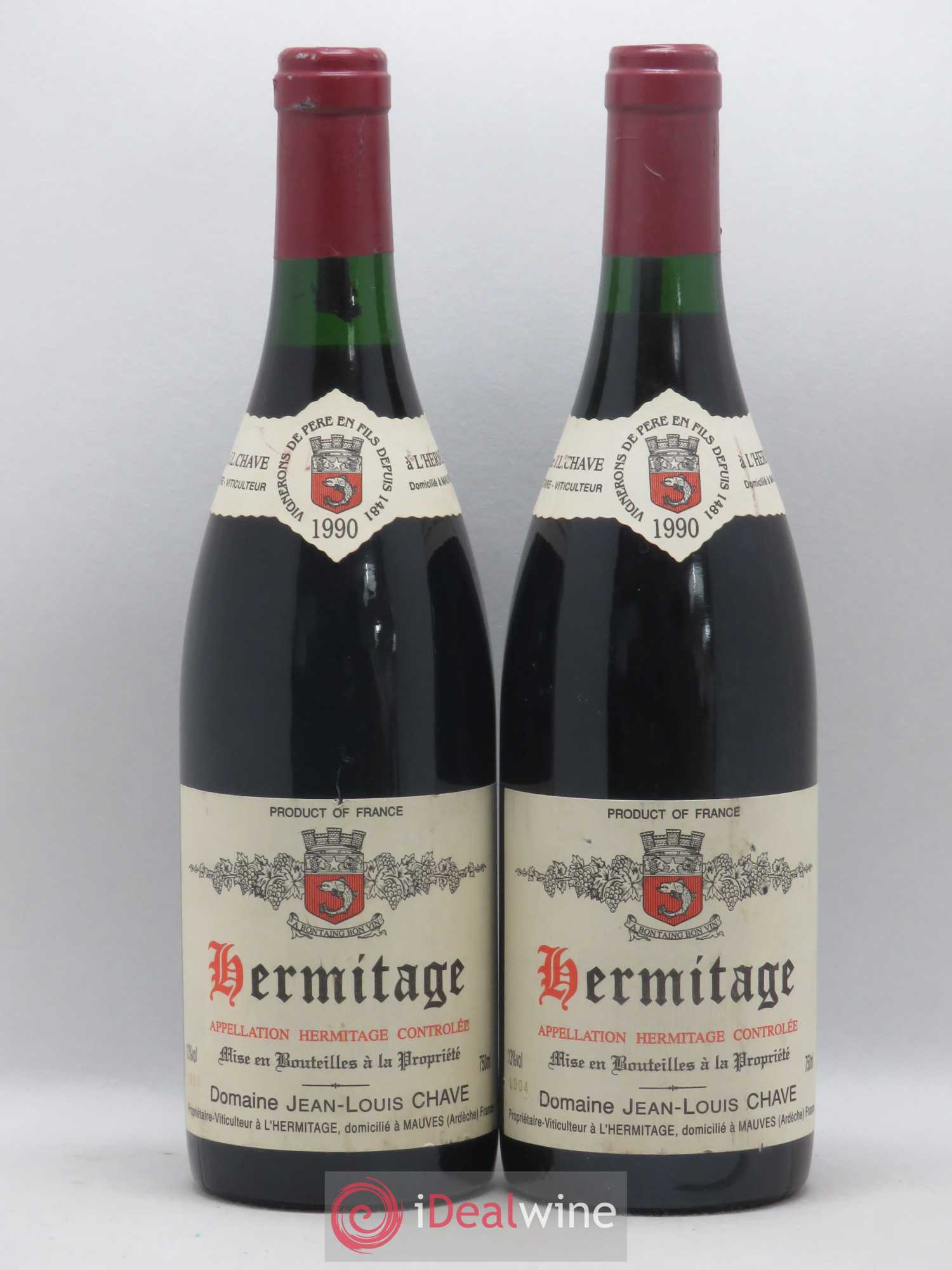 Hermitage Jean-Louis Chave 1990 - Lot de 2 bouteilles - 0
