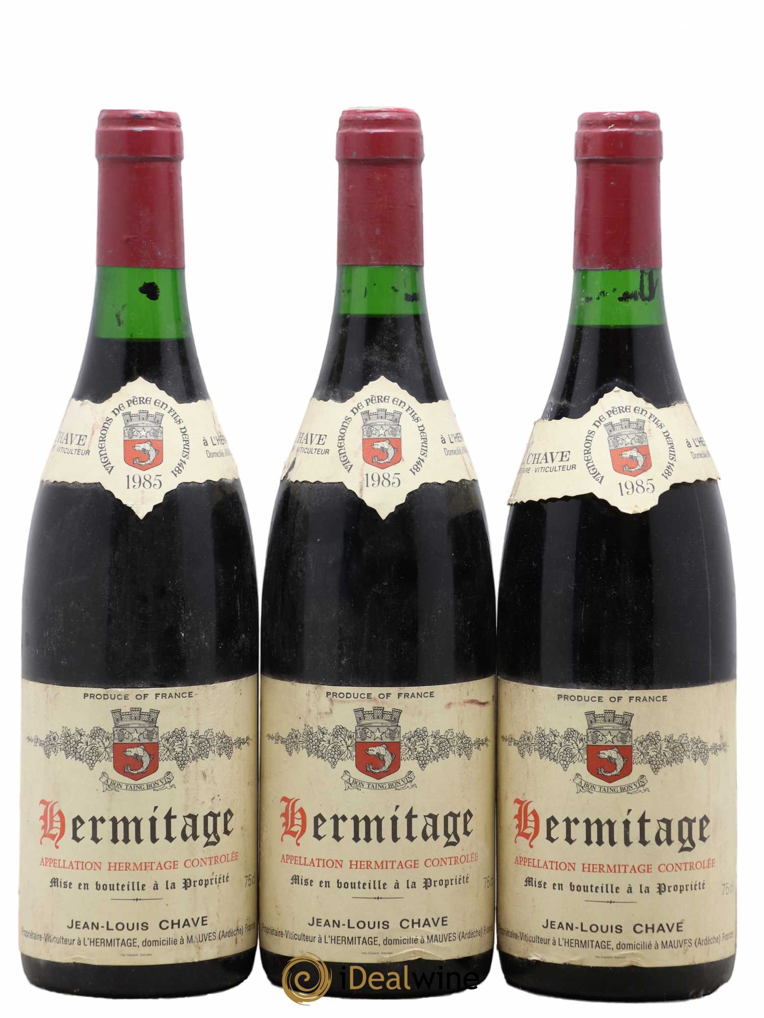 Hermitage Jean-Louis Chave 1985 - Lot de 3 bouteilles - 0