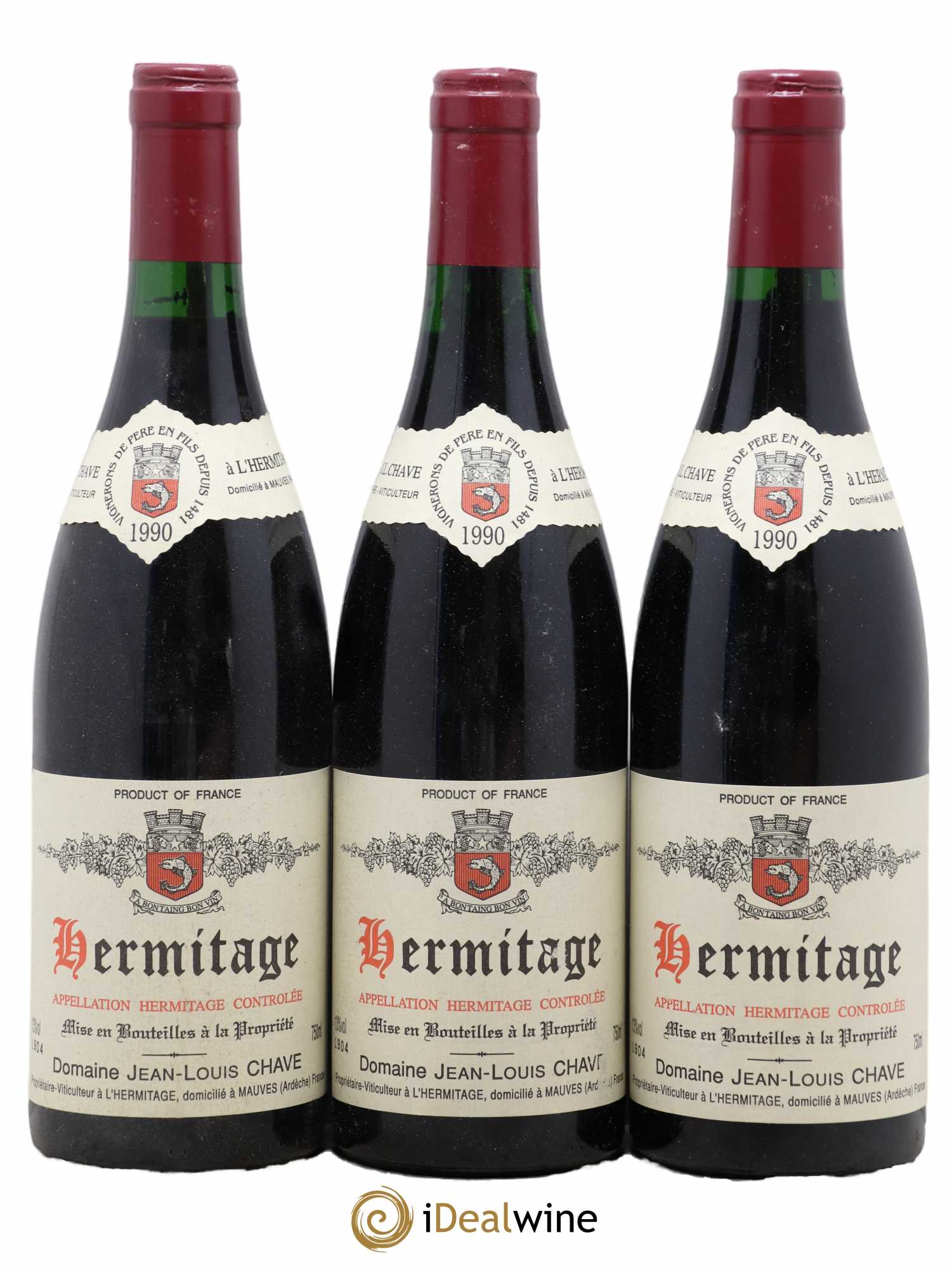 Hermitage Jean-Louis Chave 1990 - Lot de 3 bouteilles - 0