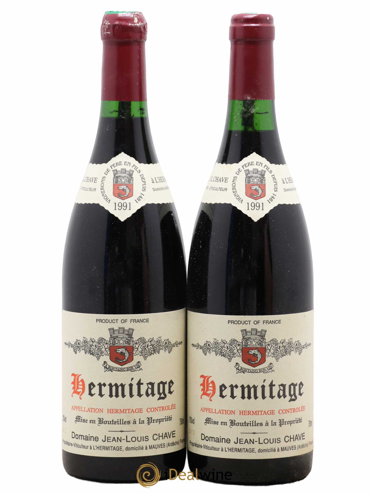 Hermitage Jean-Louis Chave 1991 - Lot de 2 bouteilles - 0