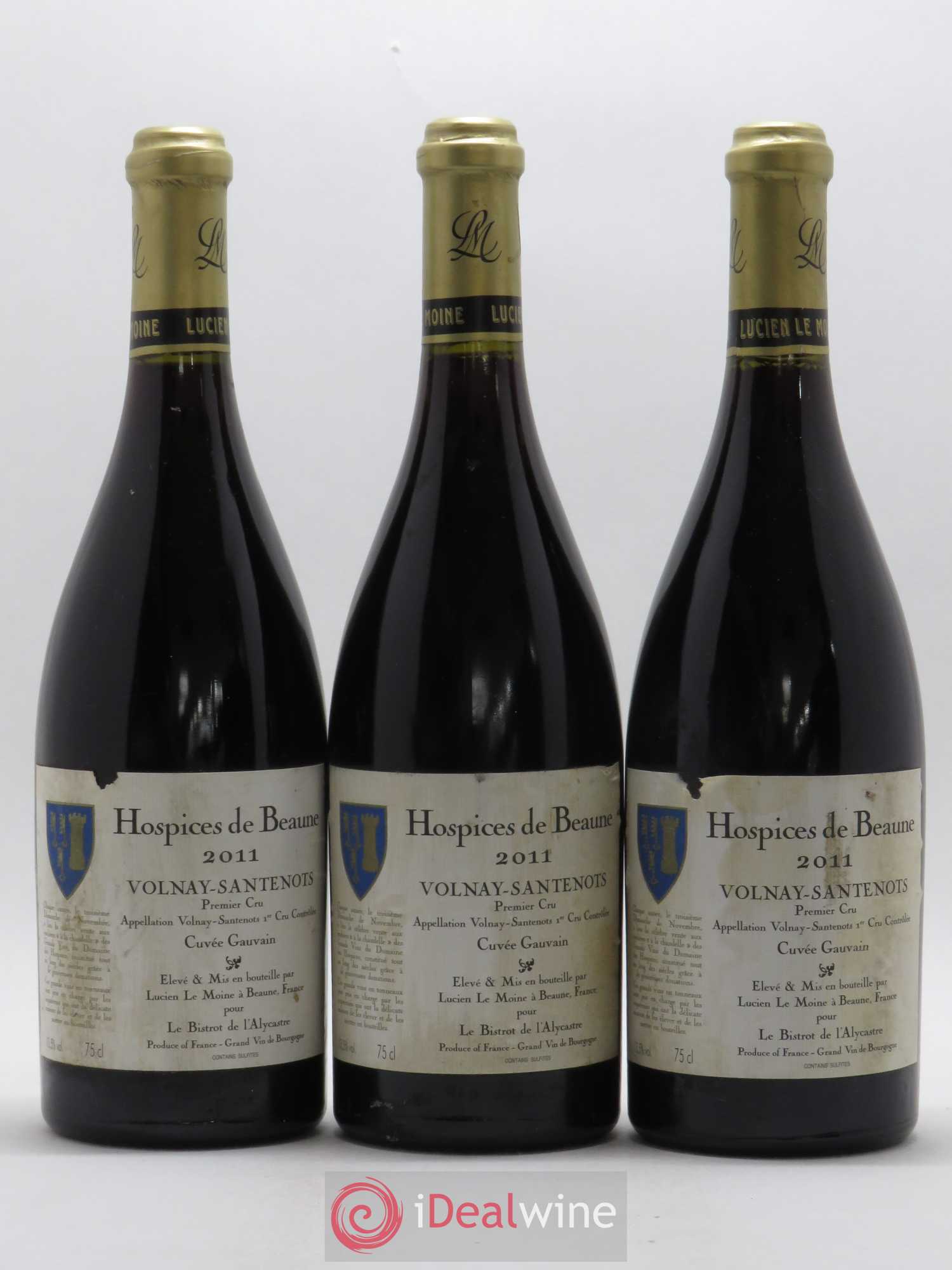 Volnay 1er Cru Santenots Cuvée Gauvain Hospices de Beaune Lucien Lemoine 2011 - Posten von 3 Flaschen - 0