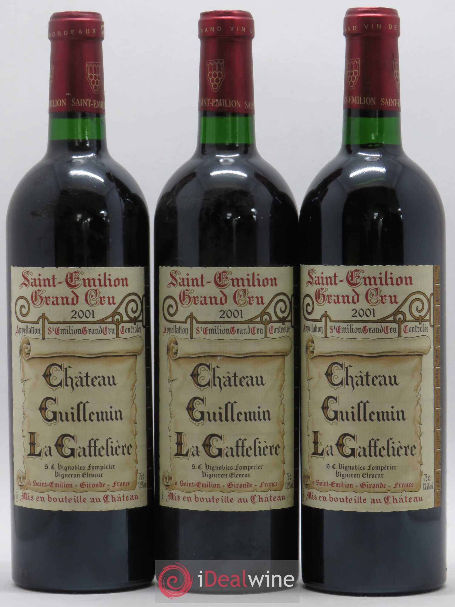 Saint-Émilion Guillemin La Gaffelière 2001 - Lot de 3 bouteilles - 0
