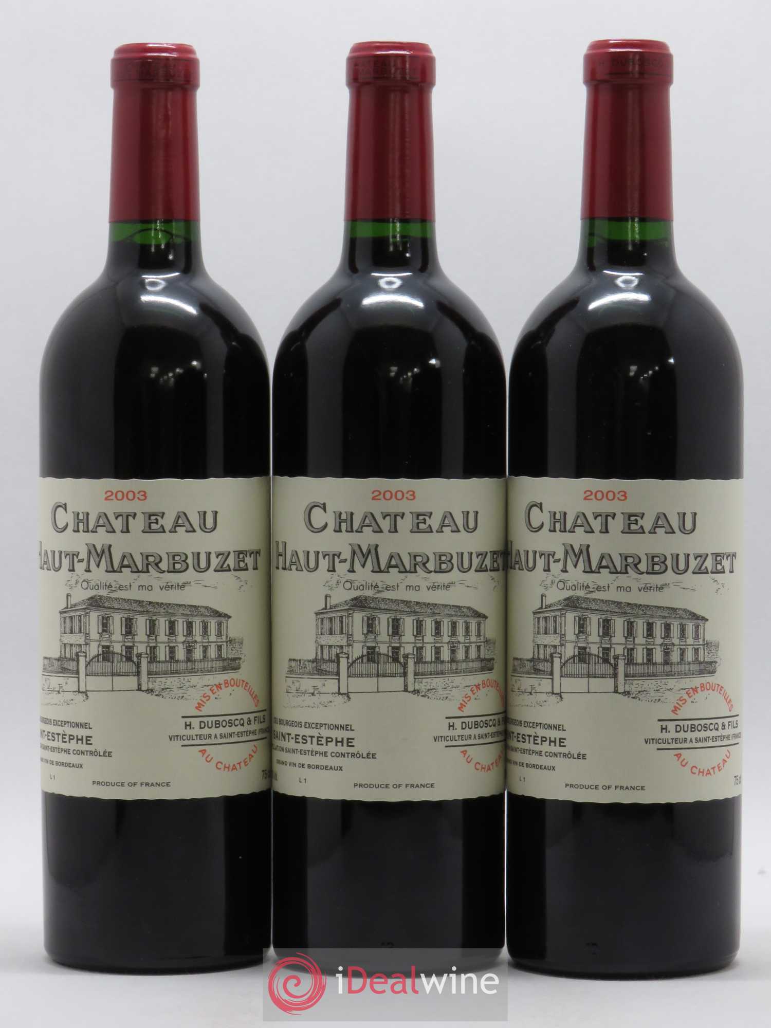 Château Haut Marbuzet 2003 - Lot de 3 bouteilles - 0