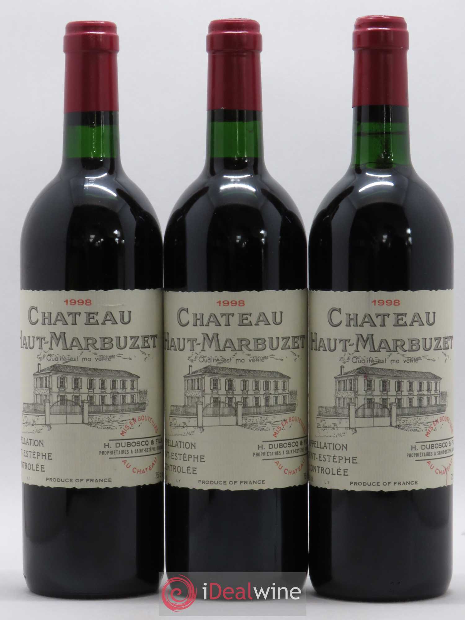 Château Haut Marbuzet 1998 - Lot de 3 bouteilles - 0