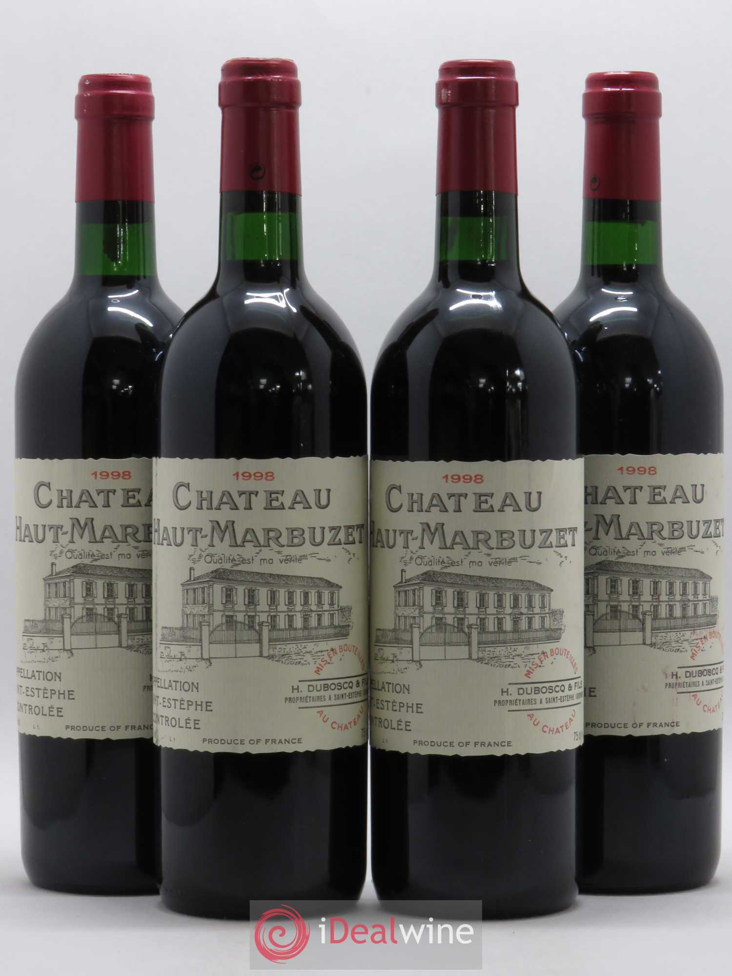Château Haut Marbuzet 1998 - Lot de 4 bouteilles - 0