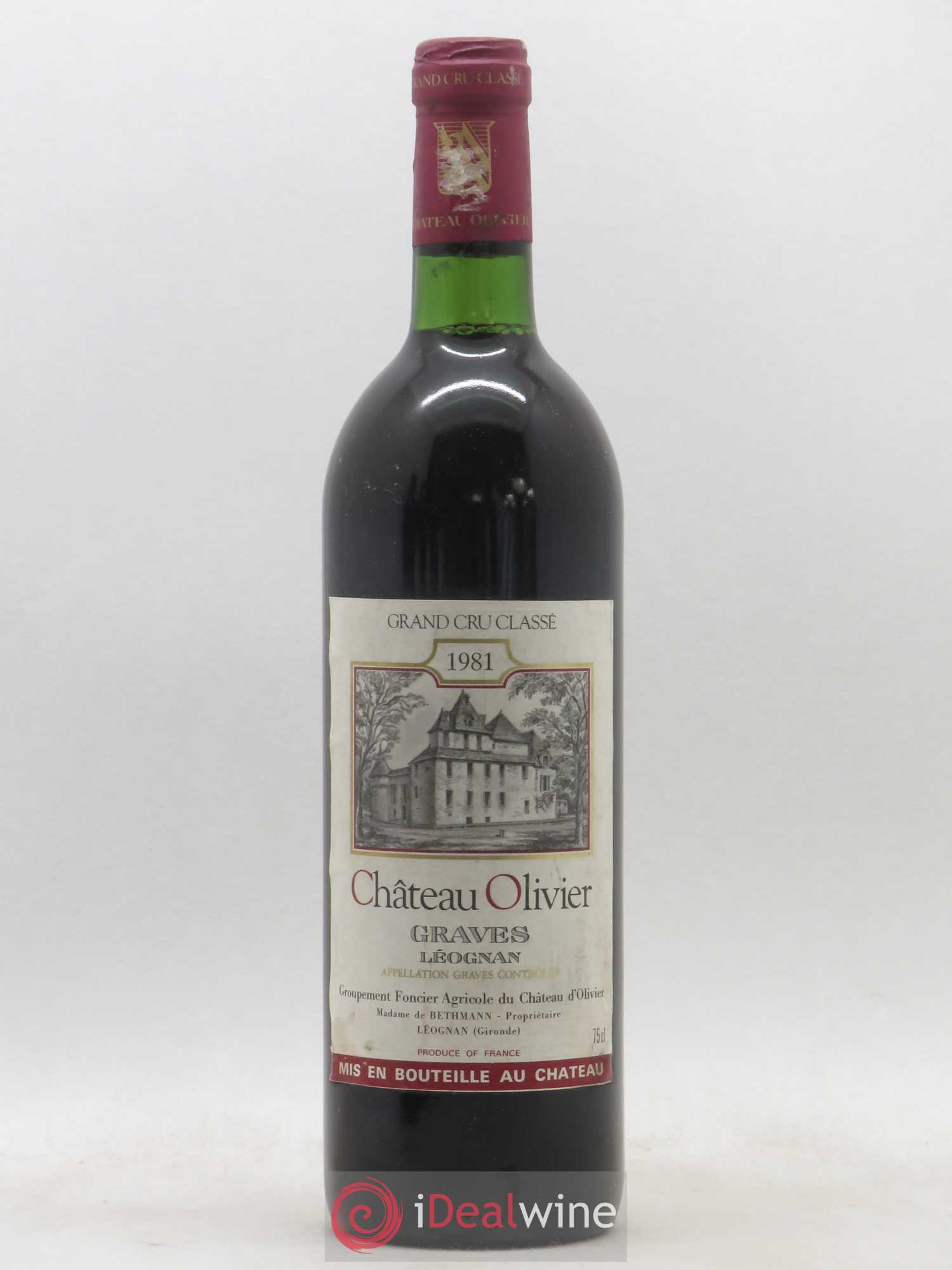 Château Olivier Cru Classé de Graves 1981 - Lot de 1 bouteille - 0