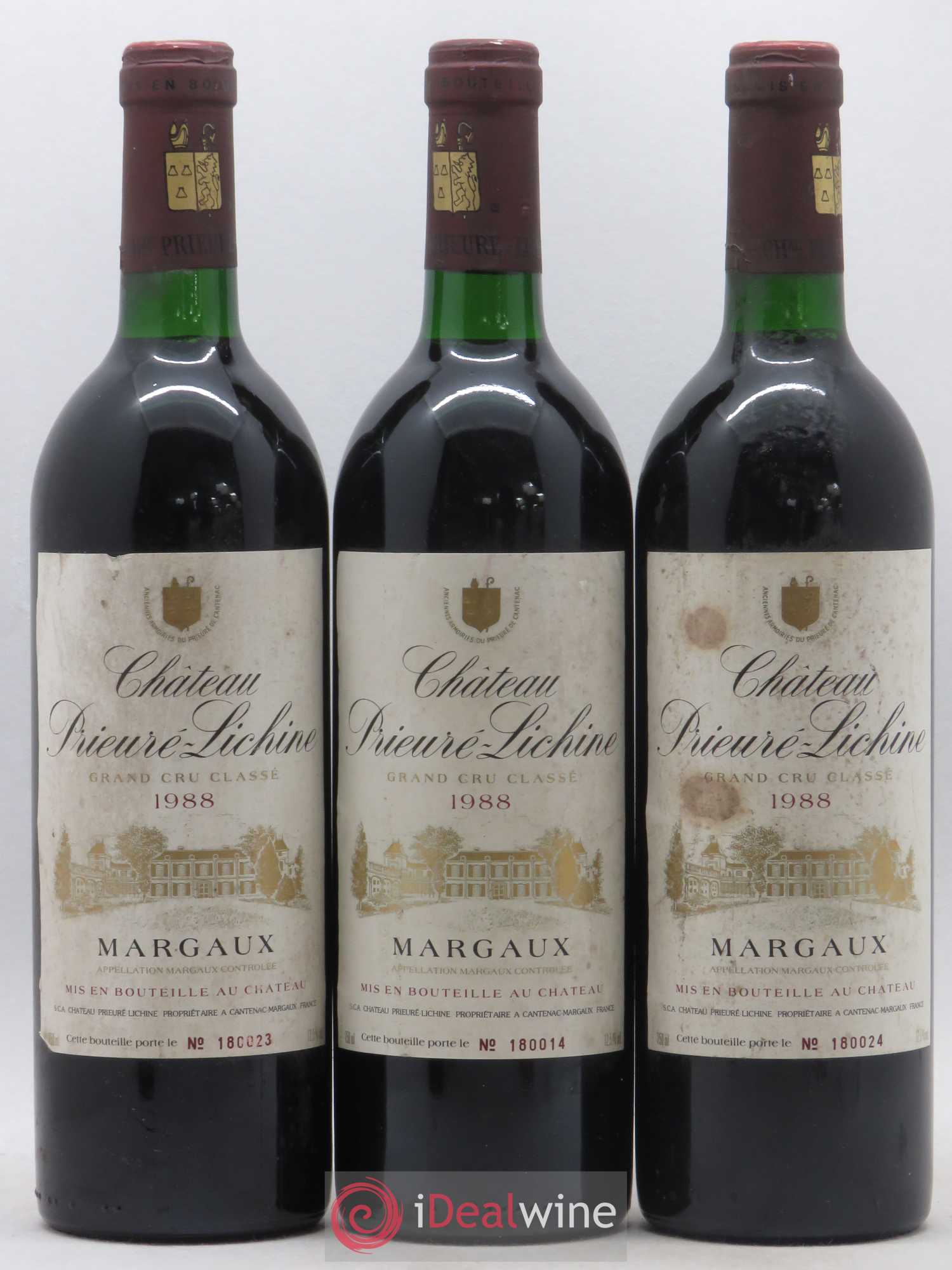 Château Prieuré Lichine 4ème Grand Cru Classé 1988 - Lot de 3 bouteilles - 0
