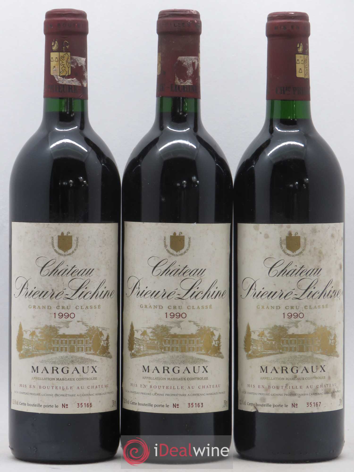 Château Prieuré Lichine 4ème Grand Cru Classé 1990 - Lot de 3 bouteilles - 0