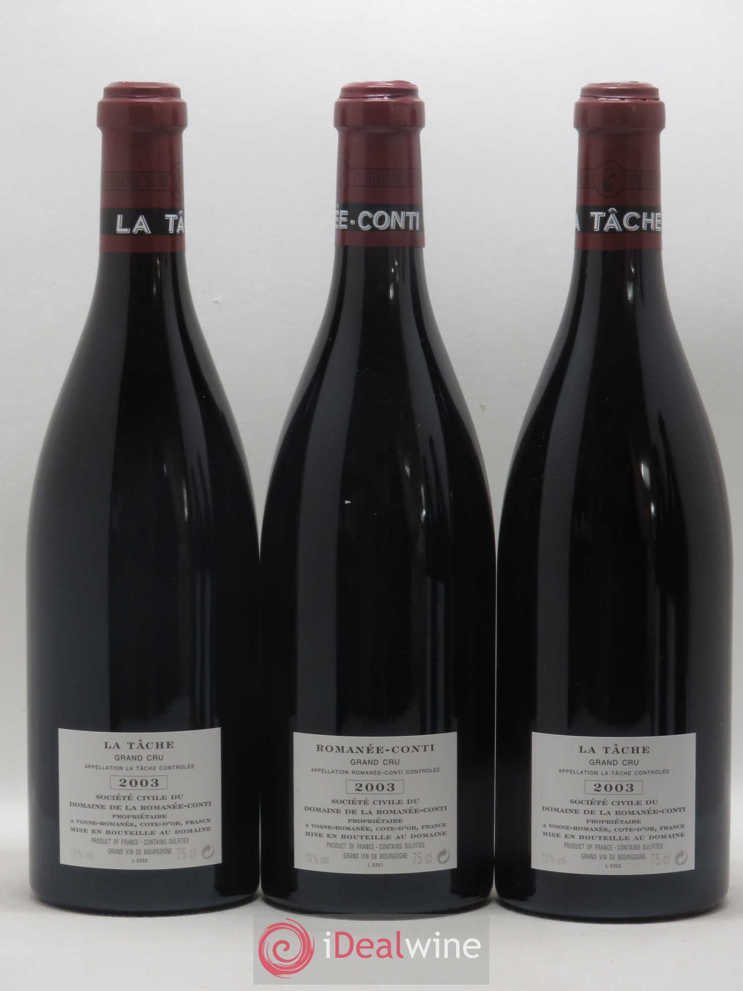 Caisse Domaine de la Romanée Conti Domaine de la Romanée-Conti 2 Tâche, 2 Richebourg, 2 Romanée Saint Vivant, 1 Grand Echezeaux,2 Echezeaux, 1 Romanée-Conti 2003 - Posten von 10 Flaschen - 2