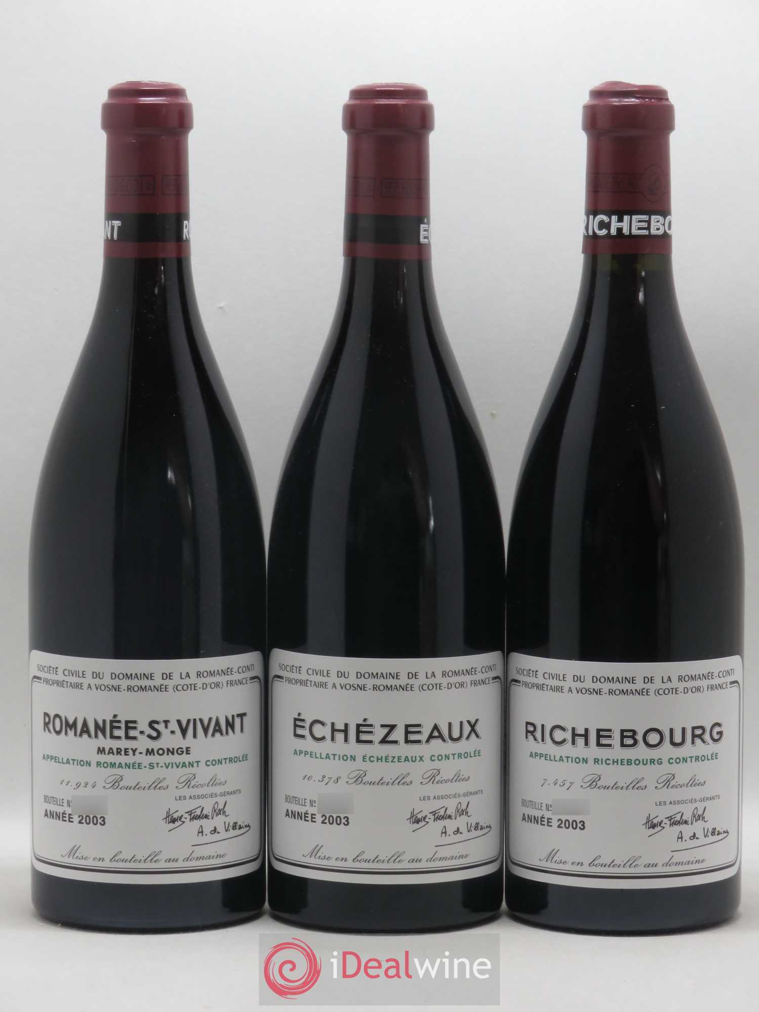 Caisse Domaine de la Romanée Conti Domaine de la Romanée-Conti 2 Tâche, 2 Richebourg, 2 Romanée Saint Vivant, 1 Grand Echezeaux,2 Echezeaux, 1 Romanée-Conti 2003 - Posten von 10 Flaschen - 3