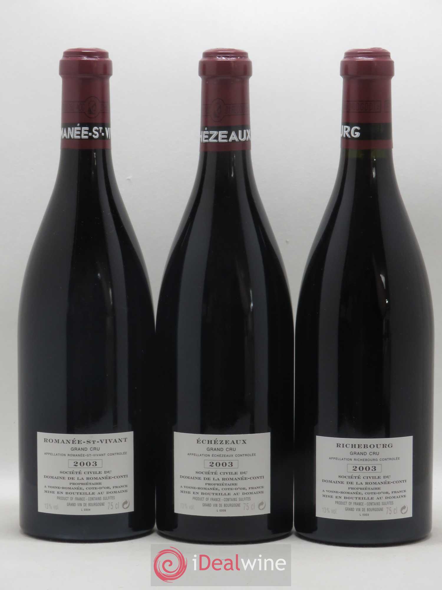 Caisse Domaine de la Romanée Conti Domaine de la Romanée-Conti 2 Tâche, 2 Richebourg, 2 Romanée Saint Vivant, 1 Grand Echezeaux,2 Echezeaux, 1 Romanée-Conti 2003 - Posten von 10 Flaschen - 4