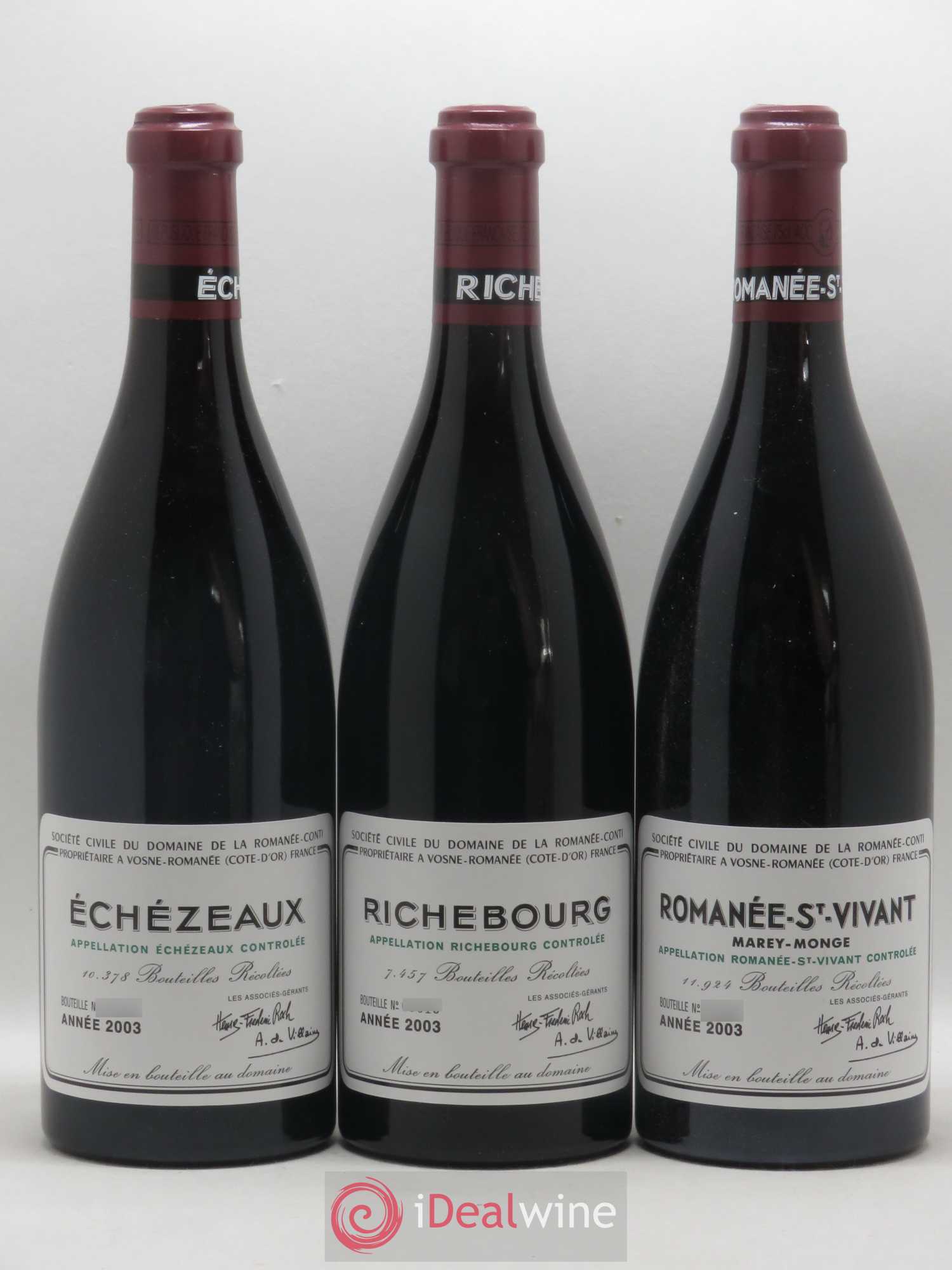 Caisse Domaine de la Romanée Conti Domaine de la Romanée-Conti 2 Tâche, 2 Richebourg, 2 Romanée Saint Vivant, 1 Grand Echezeaux,2 Echezeaux, 1 Romanée-Conti 2003 - Posten von 10 Flaschen - 5