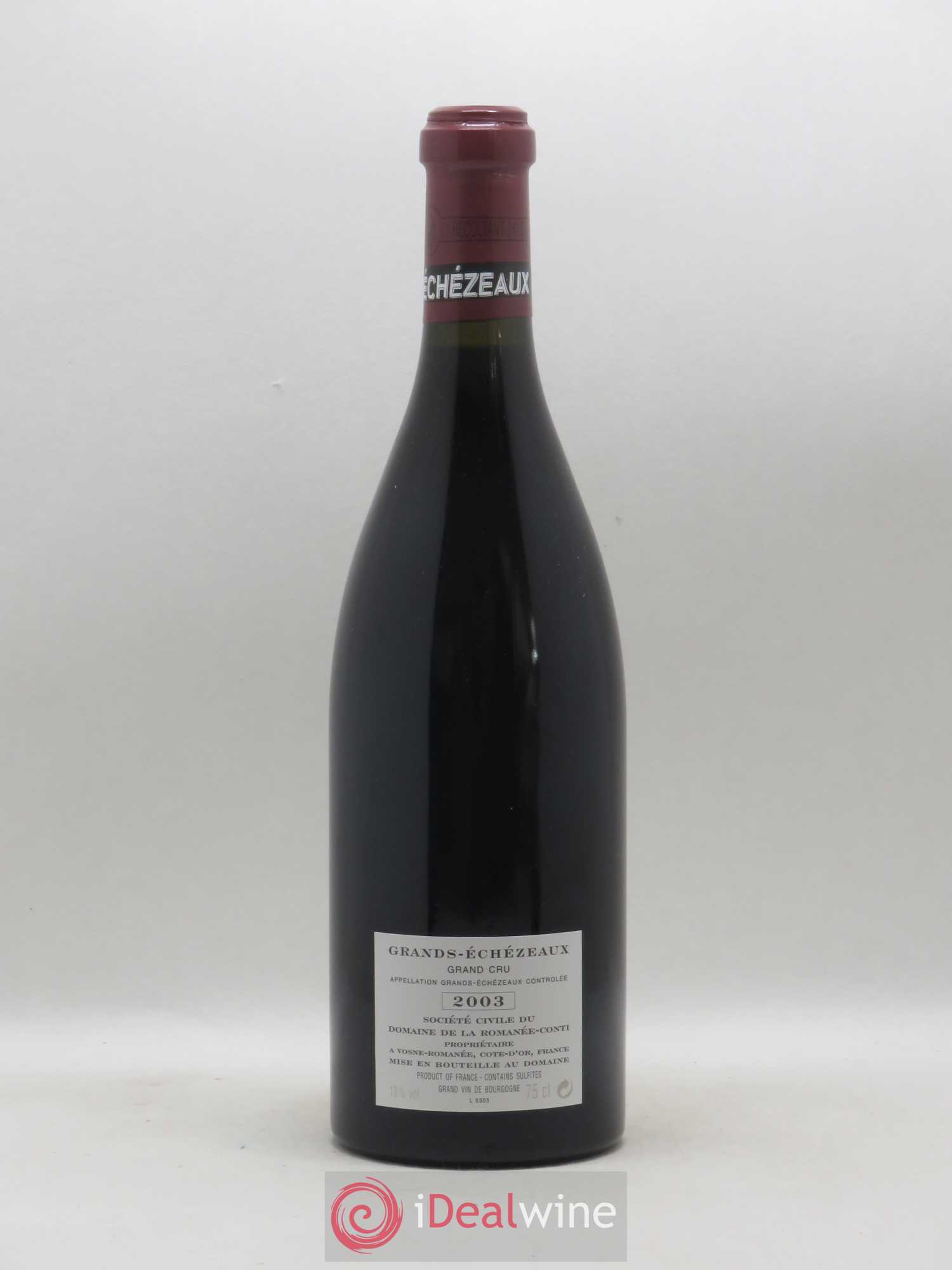 Caisse Domaine de la Romanée Conti Domaine de la Romanée-Conti 2 Tâche, 2 Richebourg, 2 Romanée Saint Vivant, 1 Grand Echezeaux,2 Echezeaux, 1 Romanée-Conti 2003 - Posten von 10 Flaschen - 8