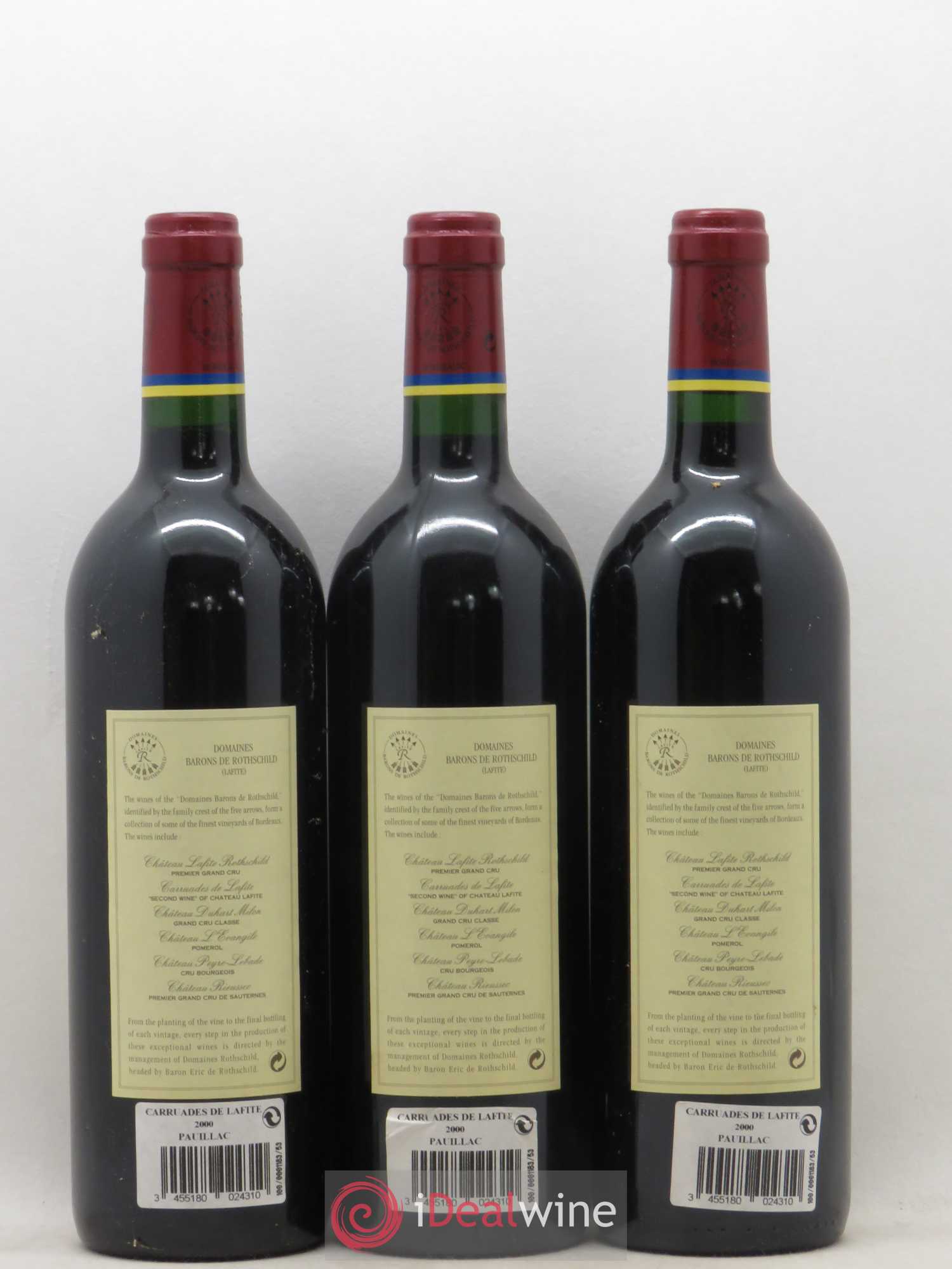 Carruades de Lafite Rothschild Second Vin 2000 - Lot de 3 bouteilles - 1