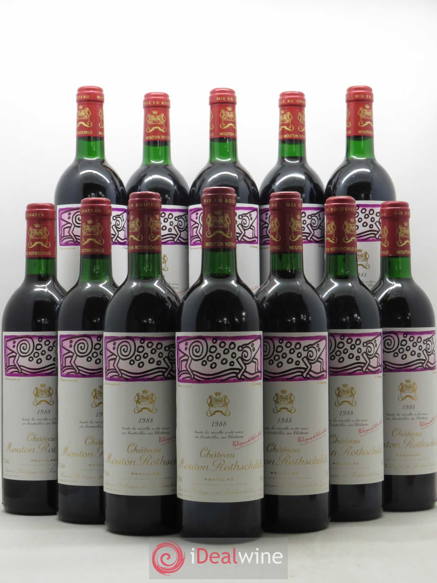 Château Mouton Rothschild 1er Grand Cru Classé 1988 - Lot de 12 bouteilles - 0