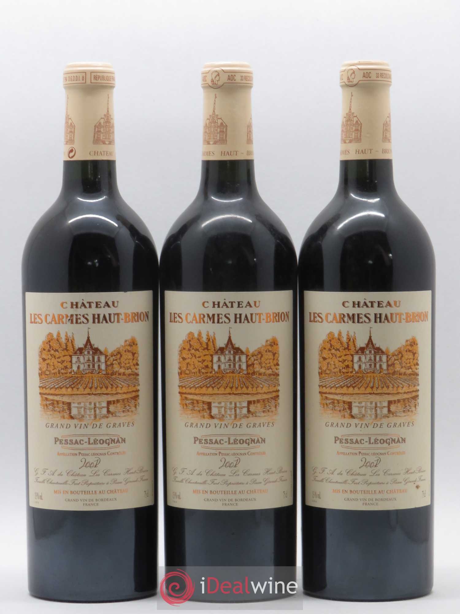 Château Les Carmes Haut-Brion 2001 - Lot de 3 bouteilles - 0