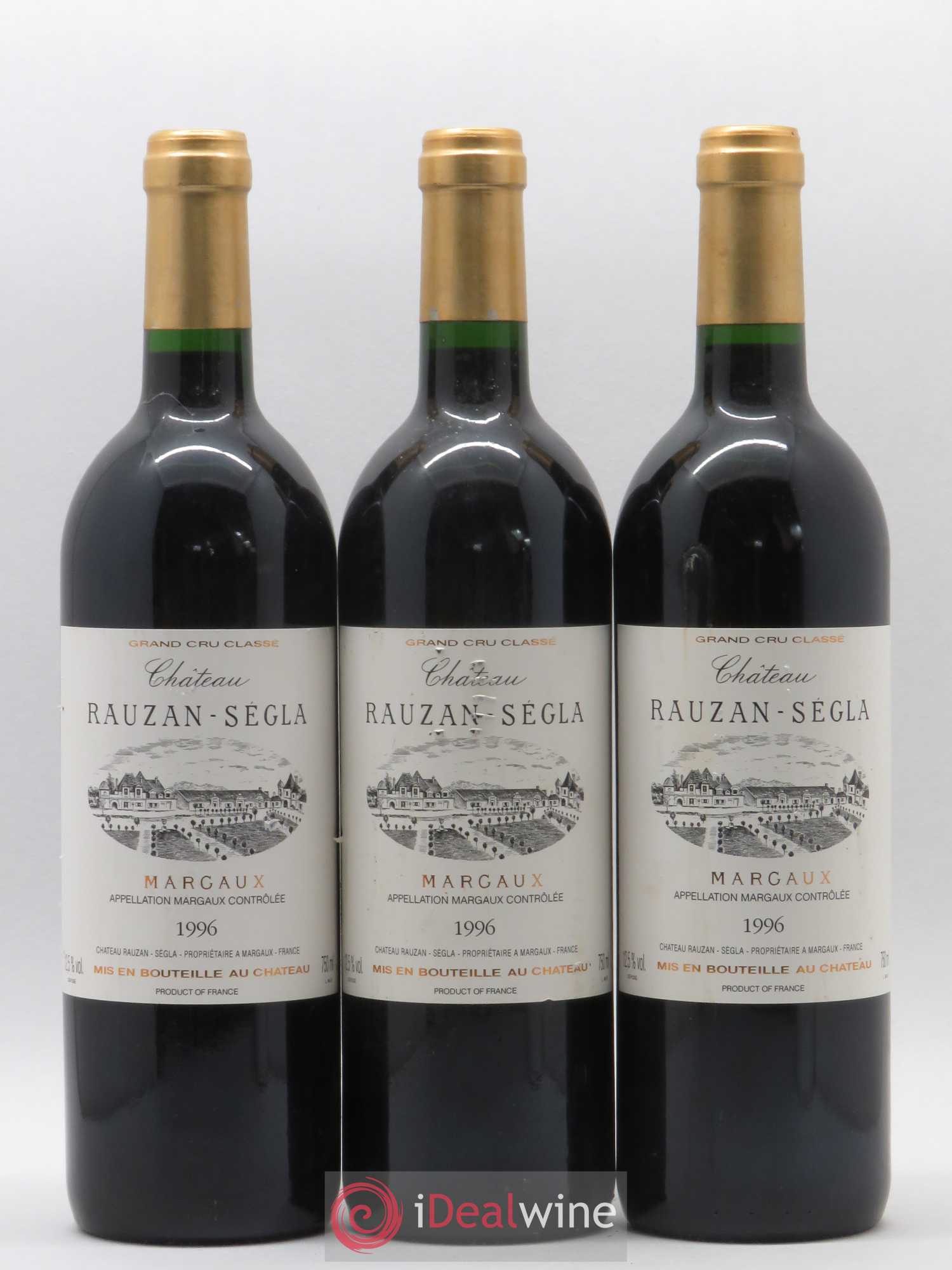 Château Rauzan Ségla Grand Cru Classé 1996 - Lot de 3 bouteilles - 0