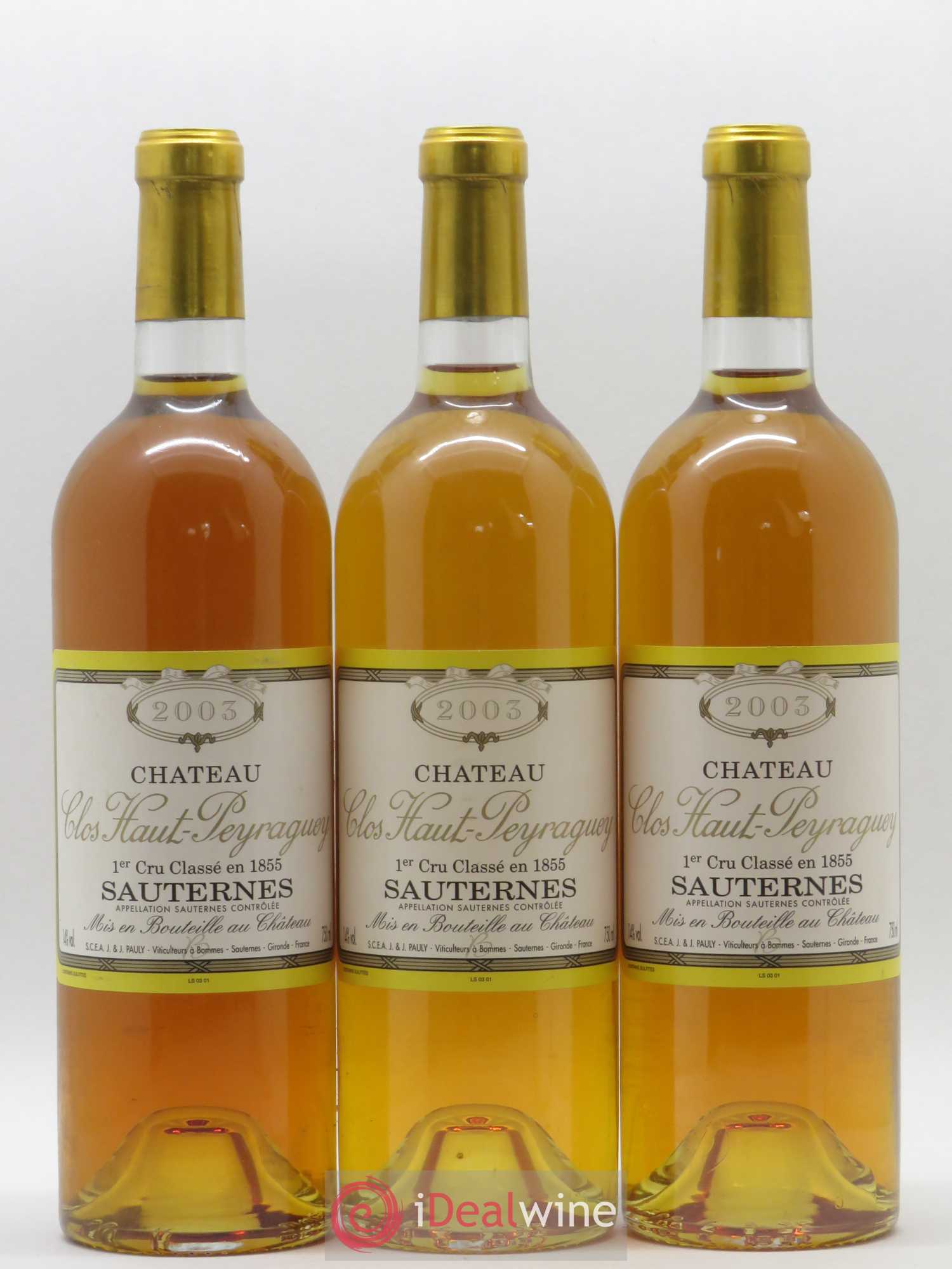 Clos Haut-Peyraguey 1er Grand Cru Classé 2003 - Lotto di 3 bottiglie - 0