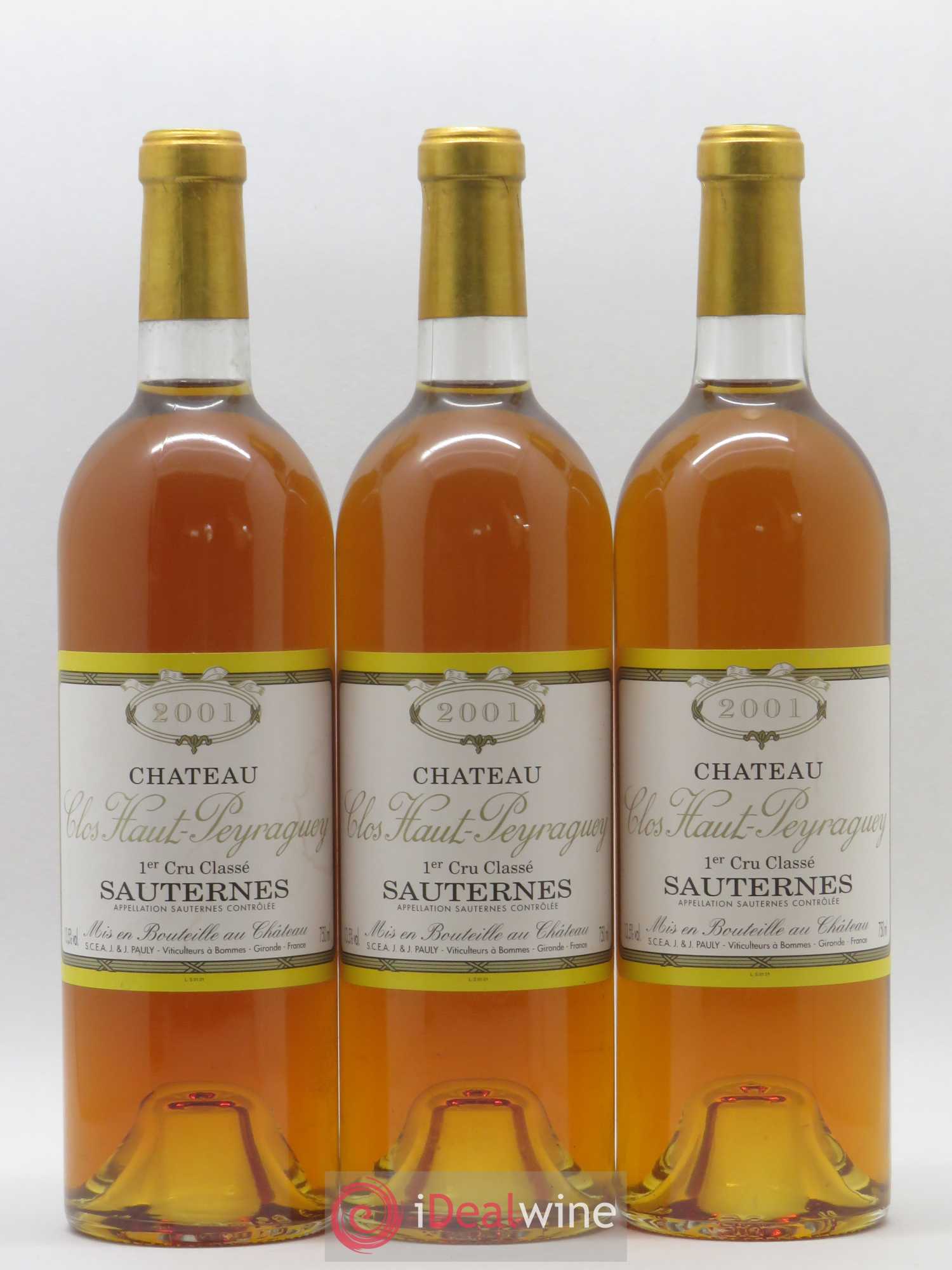 Clos Haut-Peyraguey 1er Grand Cru Classé 2001 - Lotto di 3 bottiglie - 0