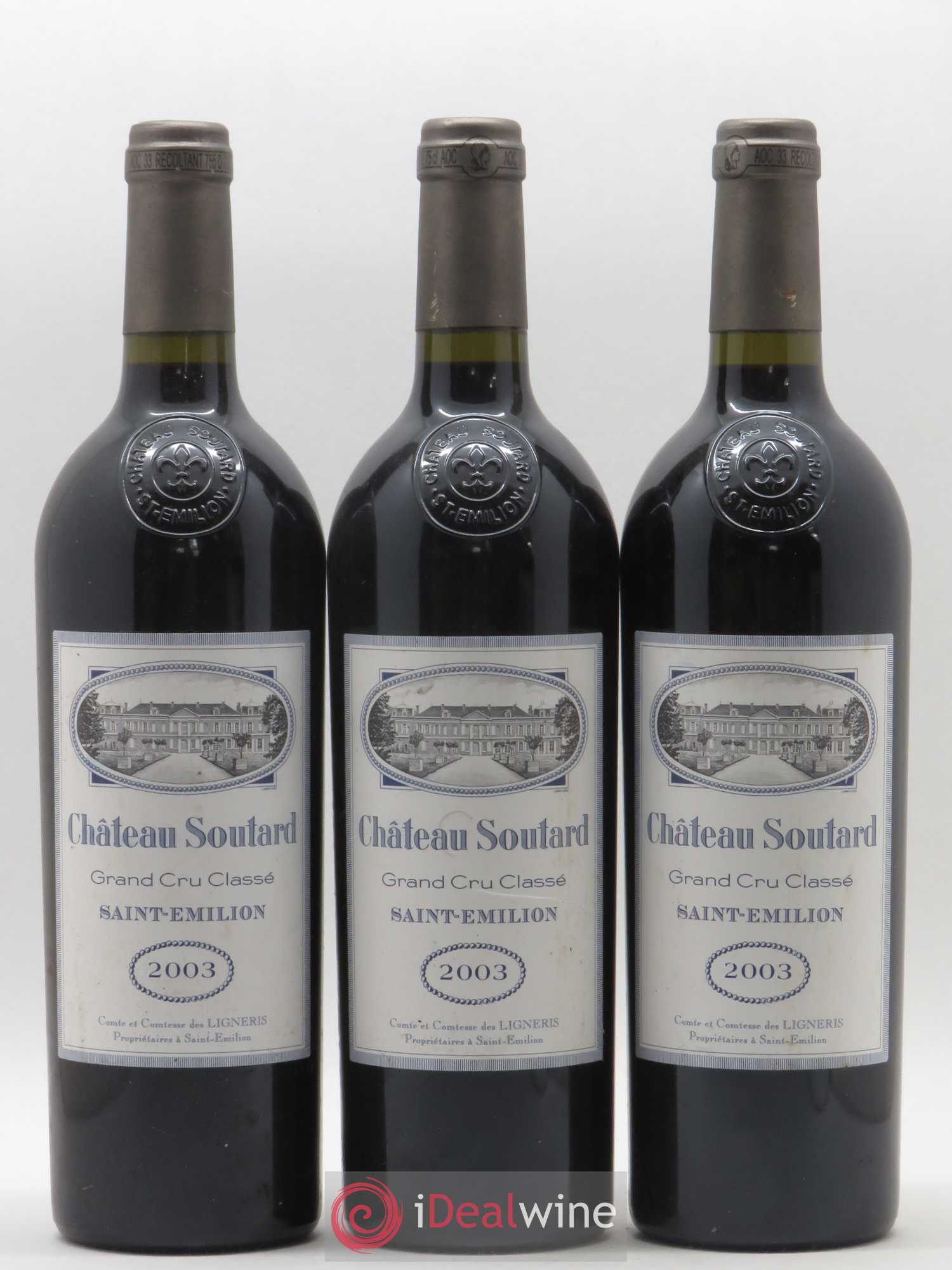 Château Soutard Grand Cru Classé 2003 - Lot de 3 bouteilles - 0