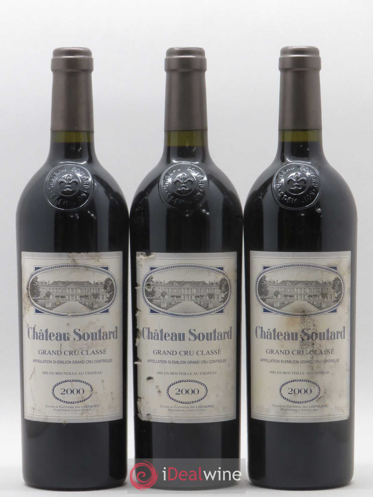 Château Soutard Grand Cru Classé 2000 - Lot de 3 bouteilles - 0