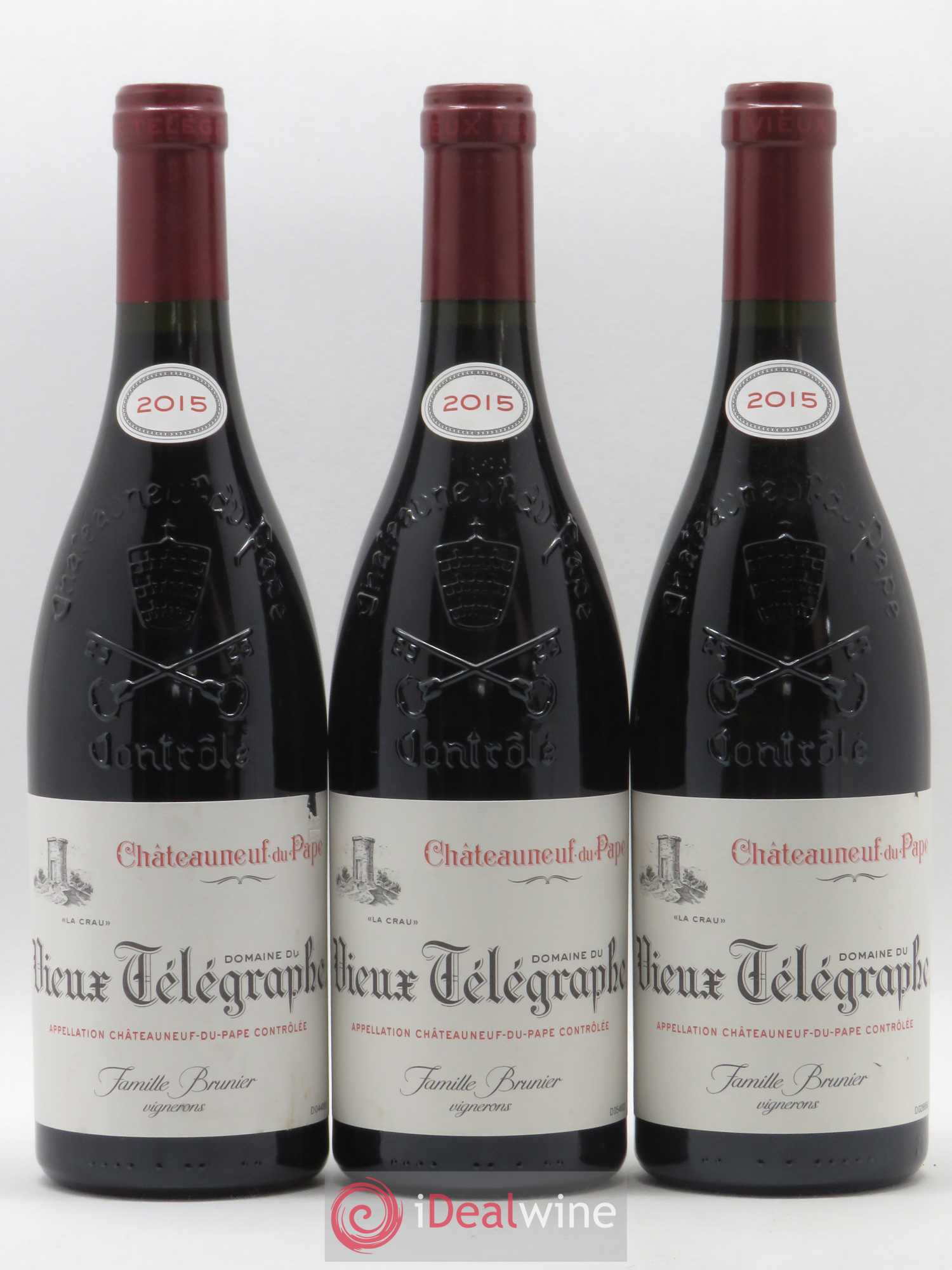 Châteauneuf-du-Pape Vieux Télégraphe (Domaine du) Vignobles Brunier 2015 - Lot de 3 bouteilles - 0