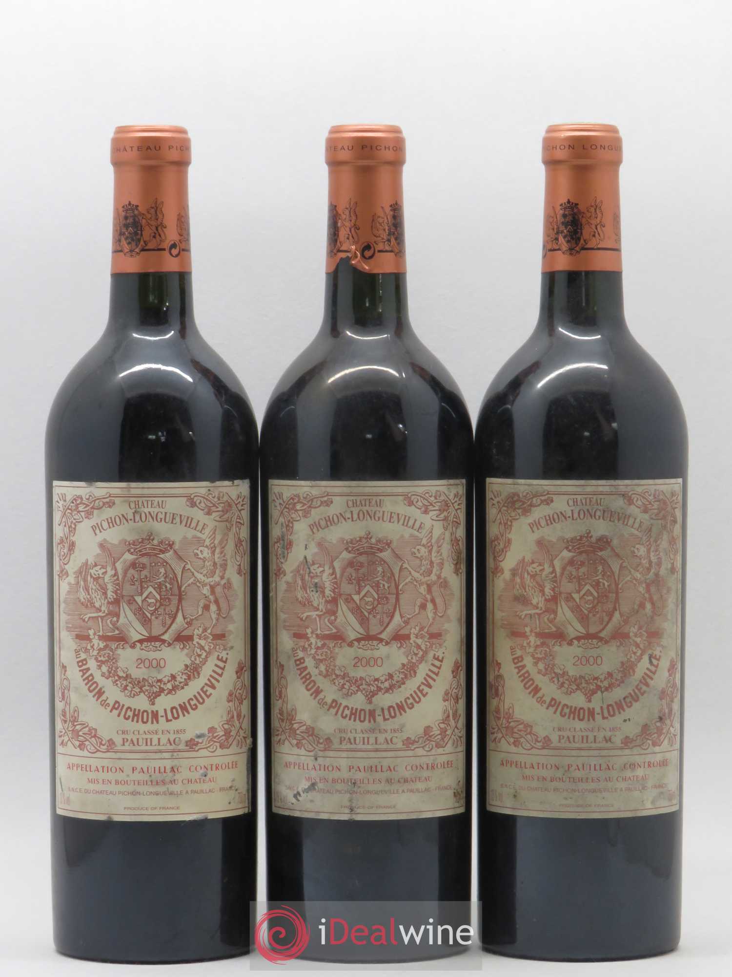 Pichon Longueville Baron 2ème Grand Cru Classé 2000 - Lot de 3 bouteilles - 0