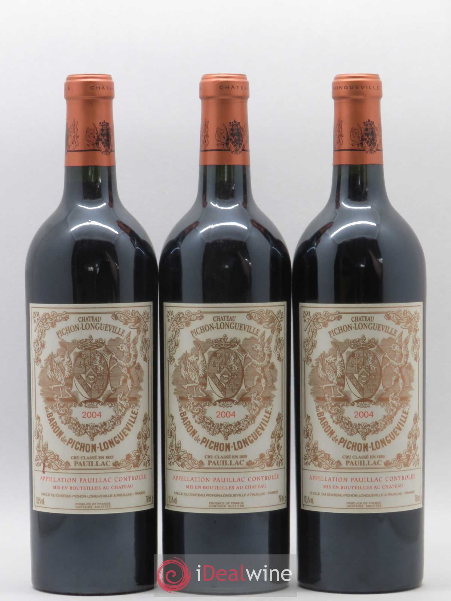 Pichon Longueville Baron 2ème Grand Cru Classé 2004 - Lot de 3 bouteilles - 0