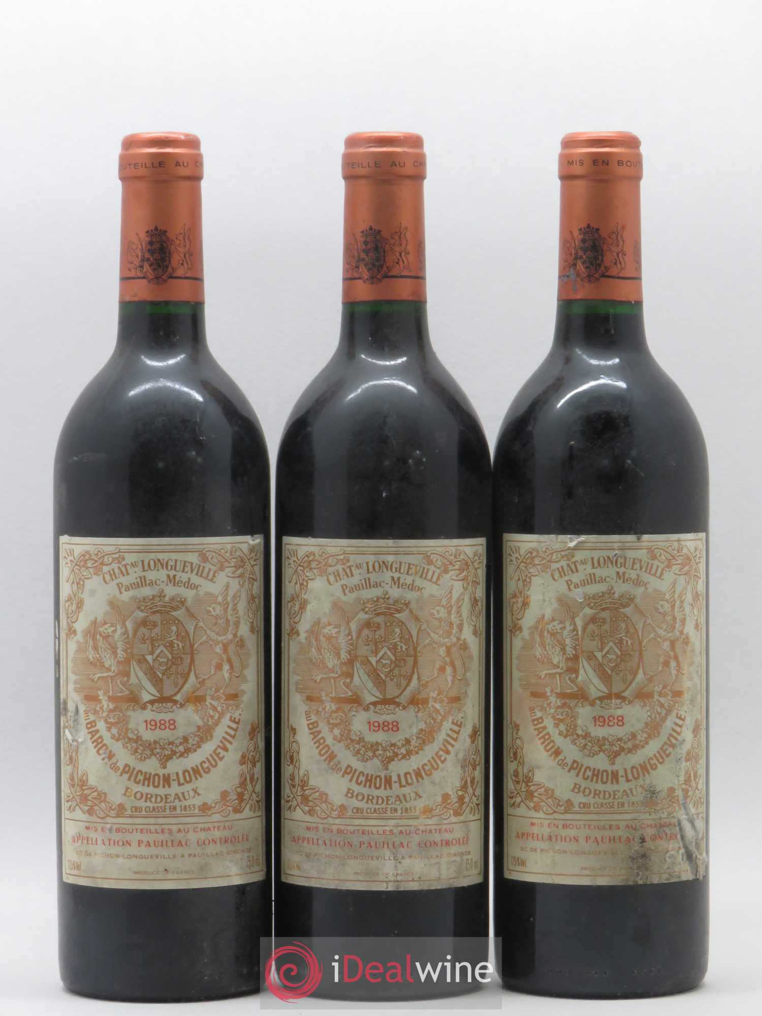 Pichon Longueville Baron 2ème Grand Cru Classé 1988 - Lot de 3 bouteilles - 0