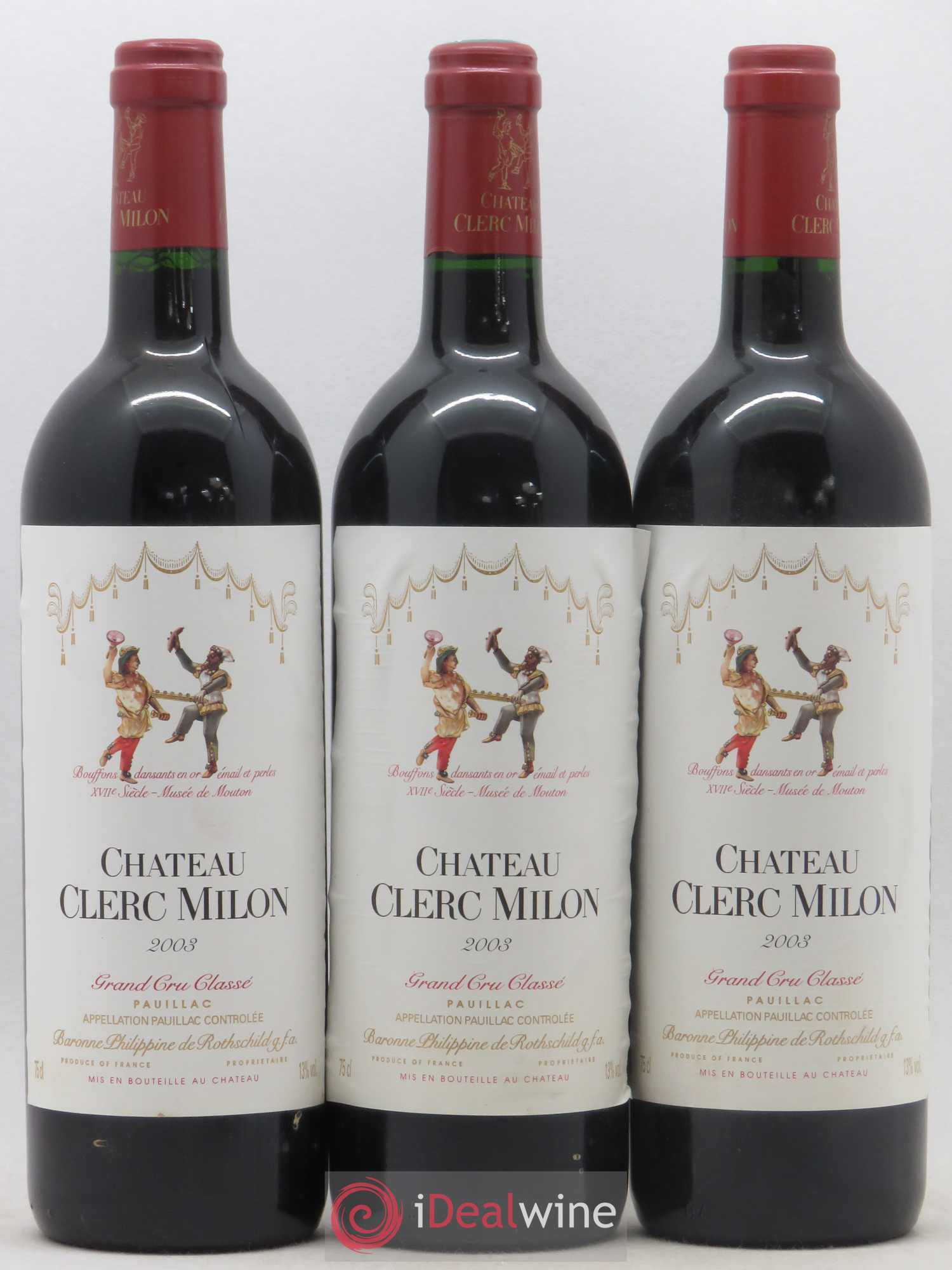 Château Clerc Milon 5ème Grand Cru Classé 2003 - Lot de 3 bouteilles - 0