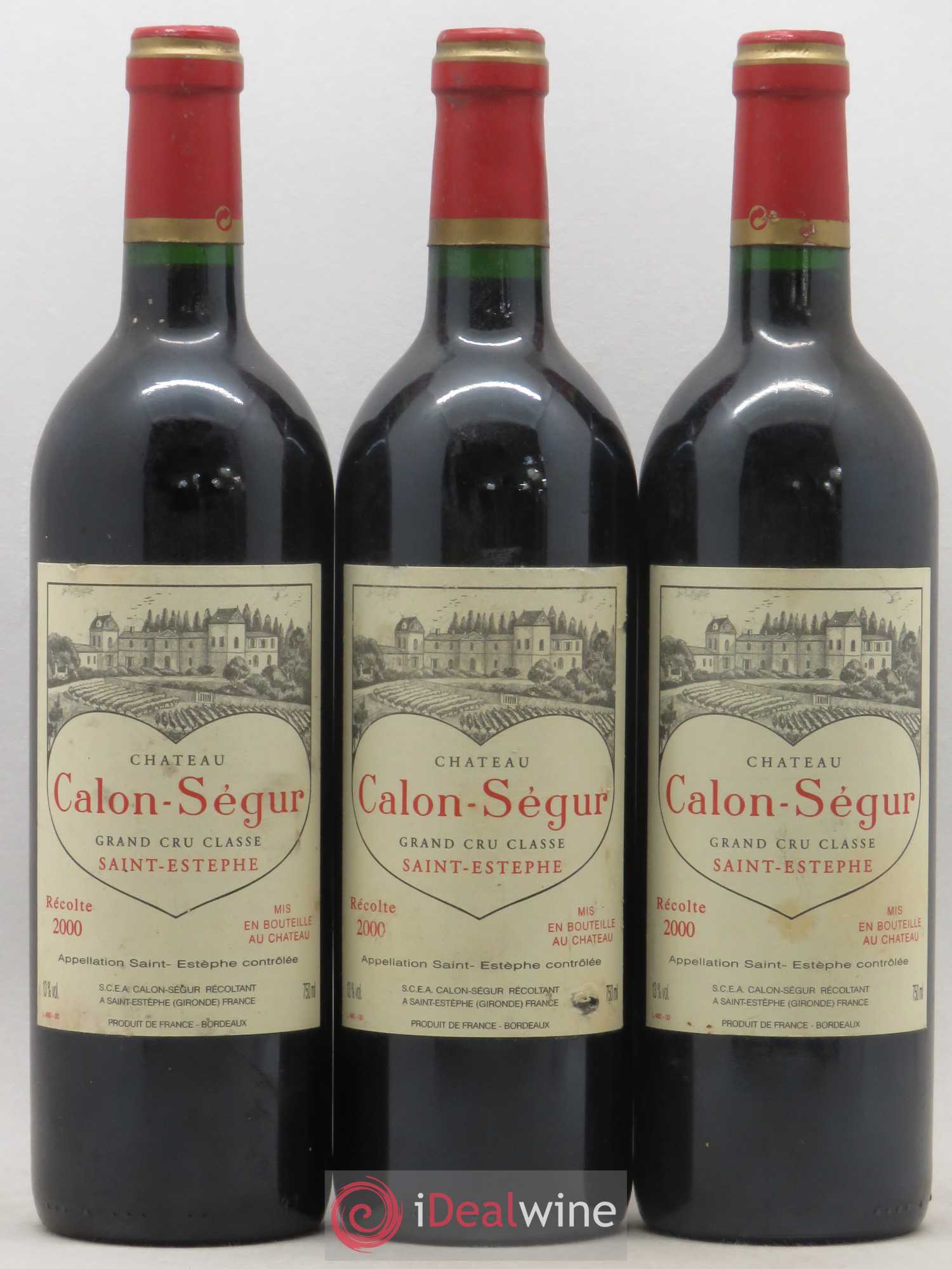Château Calon Ségur 3ème Grand Cru Classé 2000 - Lot de 3 bouteilles - 0