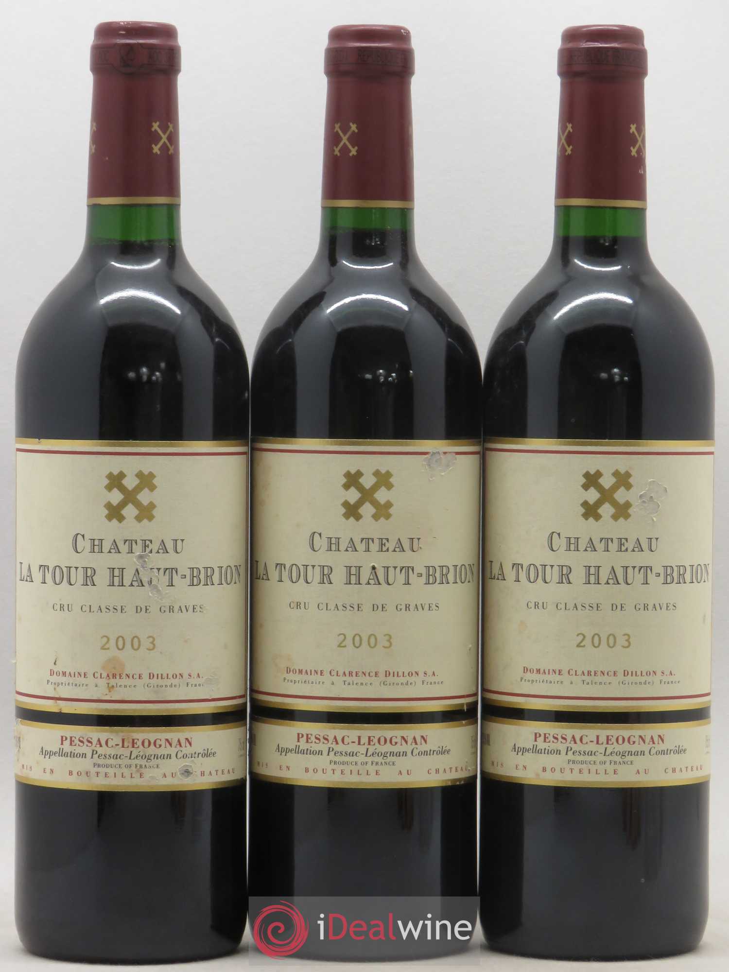Château la Tour Haut-Brion Cru Classé de Graves 2003 - Lot de 3 bouteilles - 0