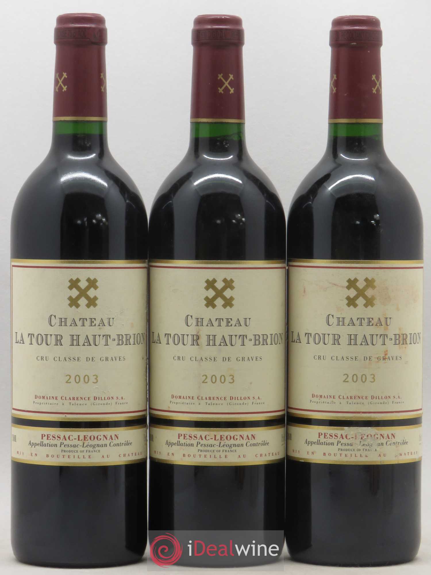 Château la Tour Haut-Brion Cru Classé de Graves 2003 - Lot de 3 bouteilles - 0