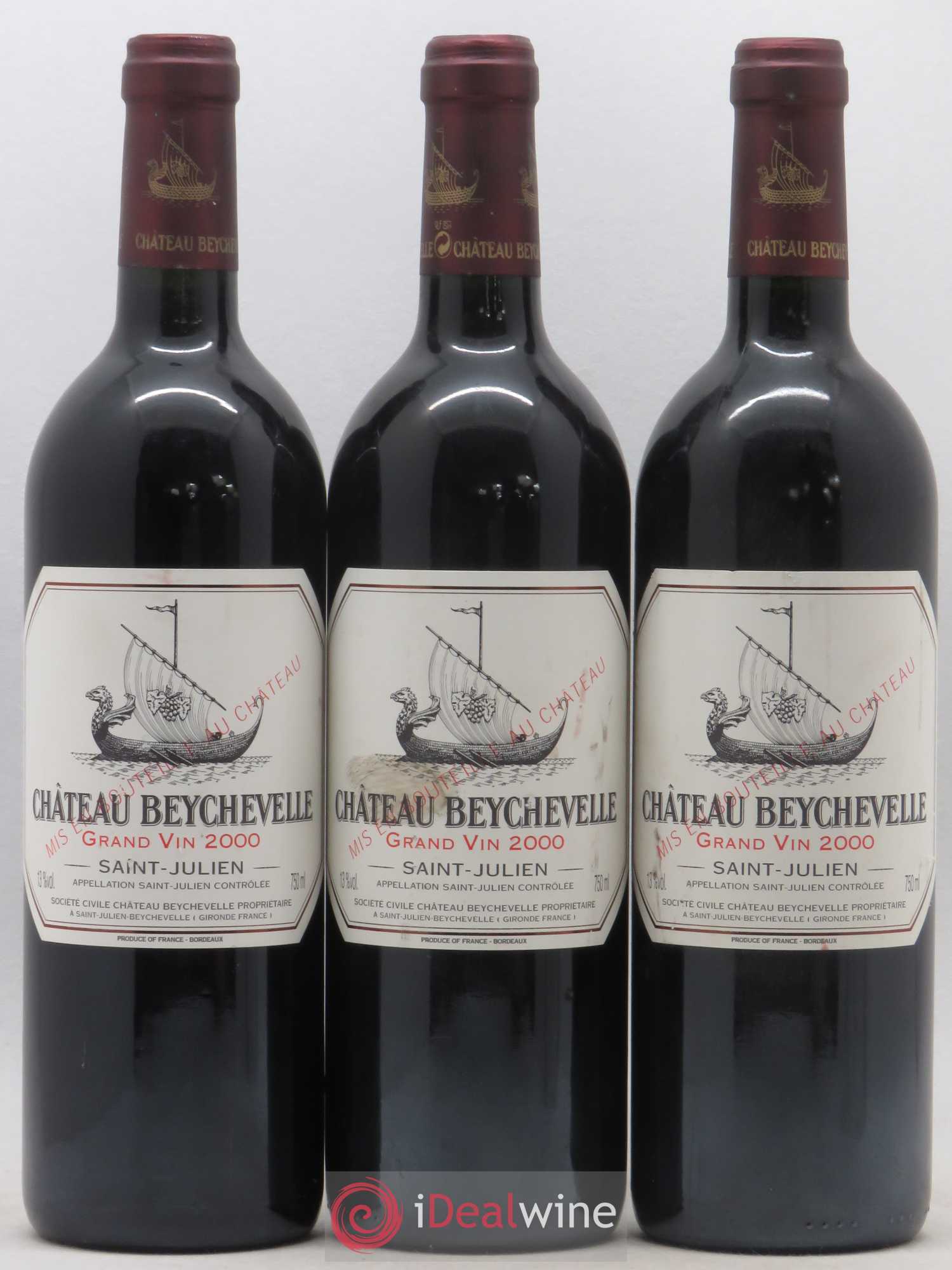Château Beychevelle 4ème Grand Cru Classé 2000 - Lot de 3 bouteilles - 0